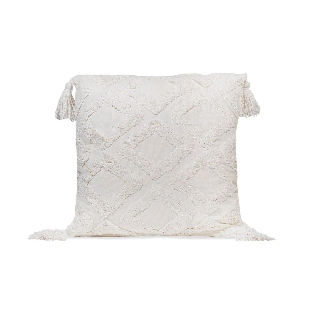 Sol Living 18" x 18" Square Cotton Macrame Decorative Throw Pillows - White with Tassels