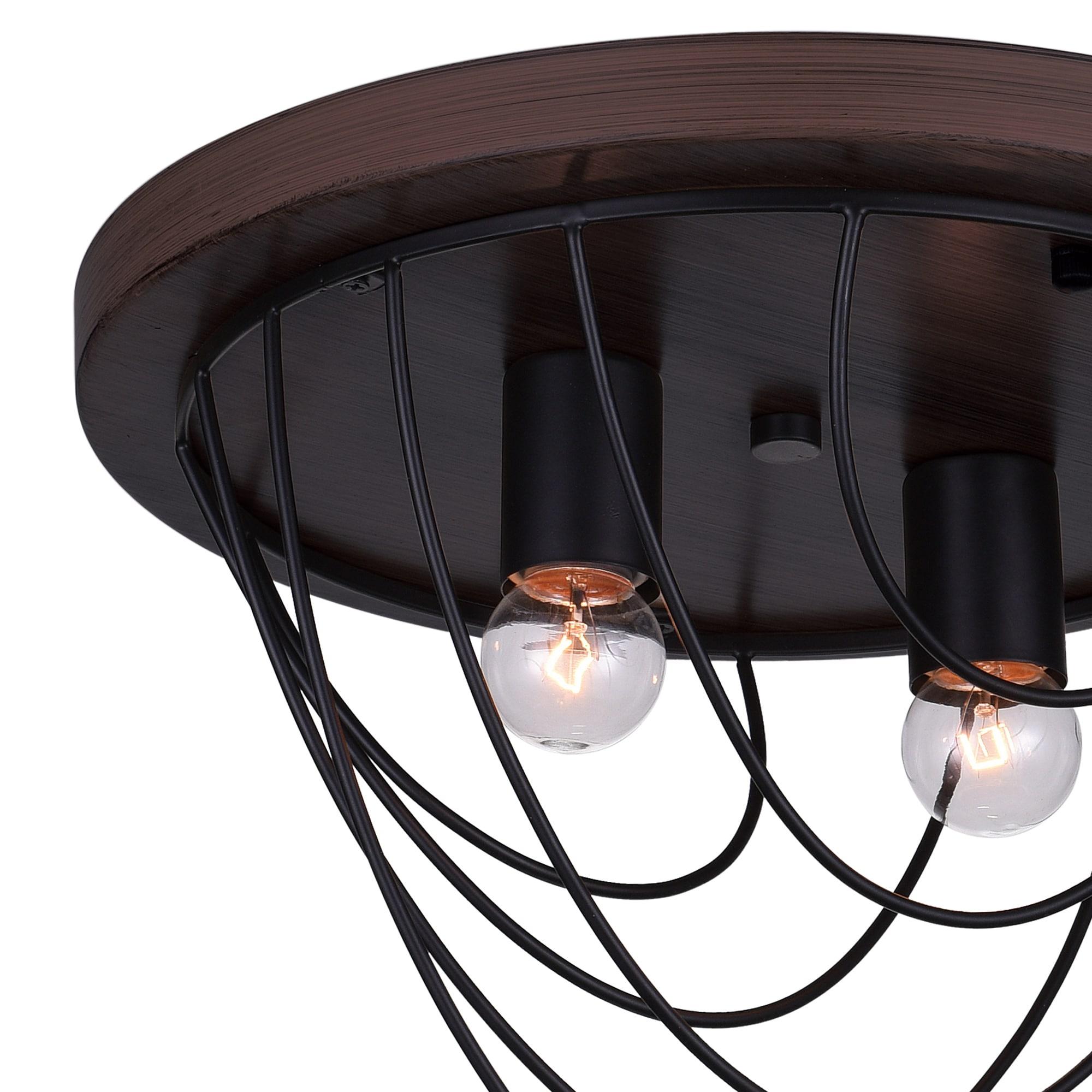 CWI Lighting Gala 2 Light Farmhouse Metal Flush Mount in Black