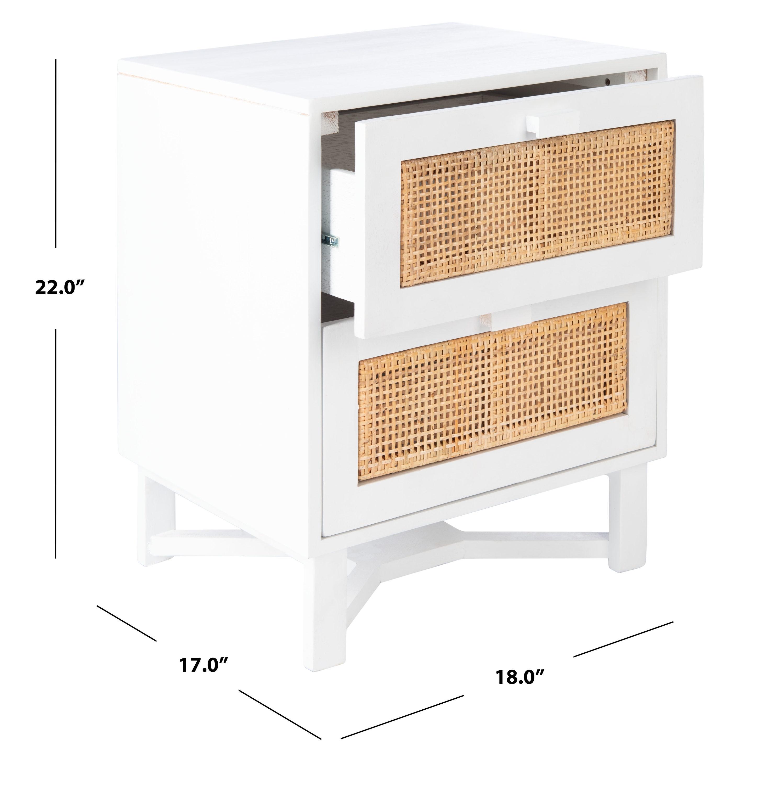 Hedwig 2 Drawer Nightstand - White/Natural - Safavieh.