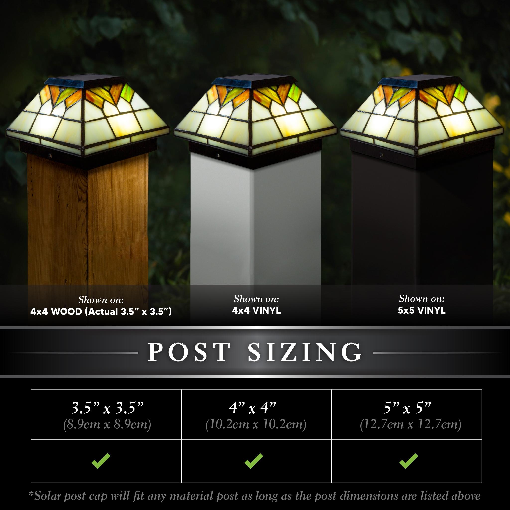 Classy Caps Real Stained Glass Low Voltage Integrated LED Glass Fence Post Cap Light 5 In. X 5 In. with Base Adapter Included