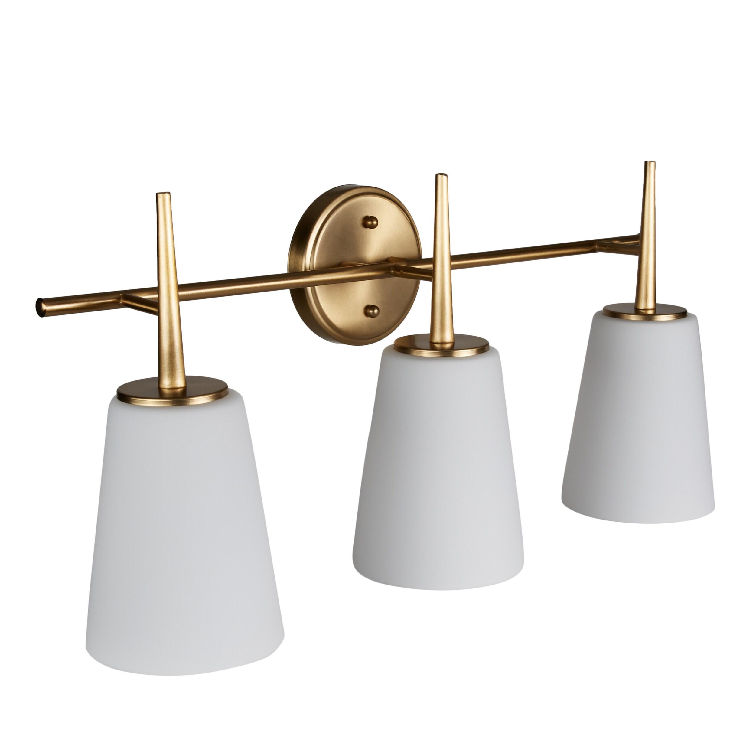 Driscoll Satin Brass 3-Light Wall Sconce with Opal Glass Shade
