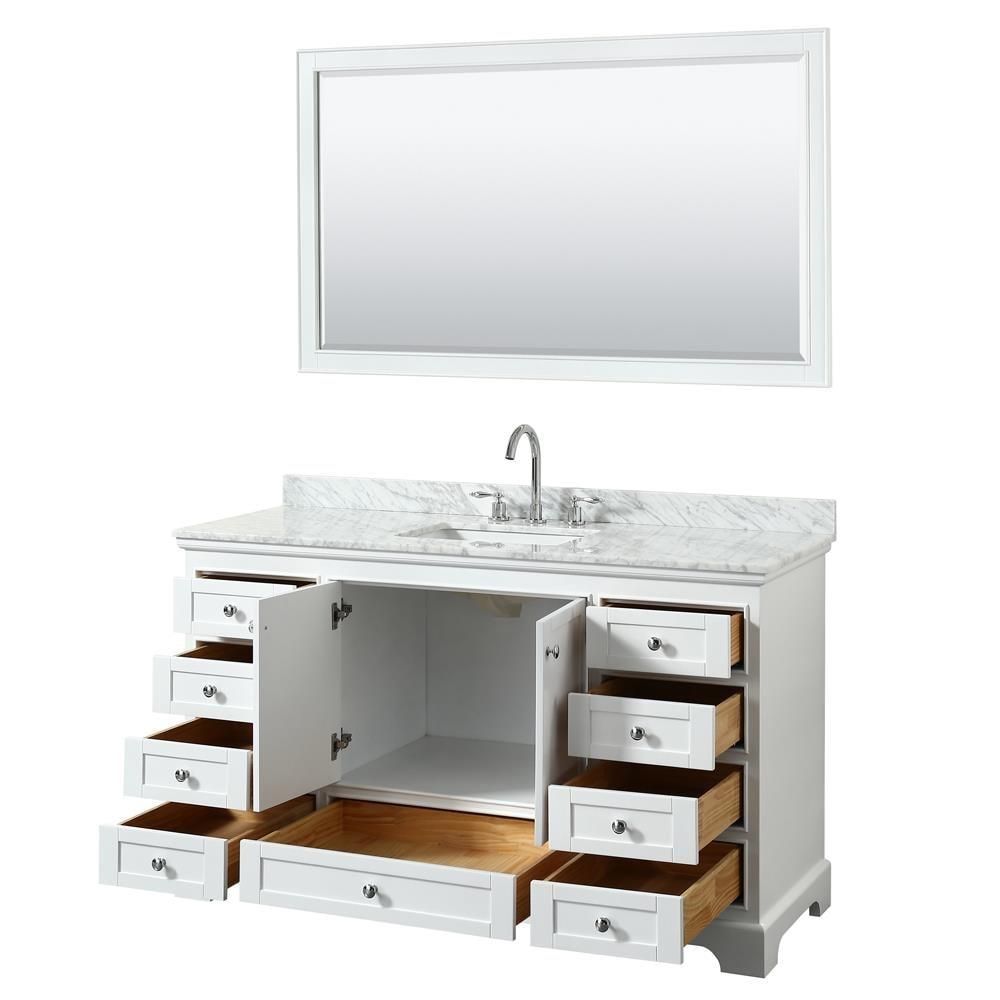 Wyndham Collection Deborah 60'' Single Bathroom Vanity with Marble Top with Mirror