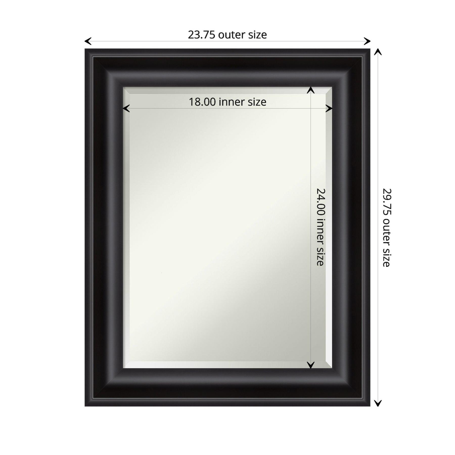 24" x 30" Non-Beveled Grand Black Wall Mirror - Amanti Art: Modern Rectangle, Polystyrene Frame