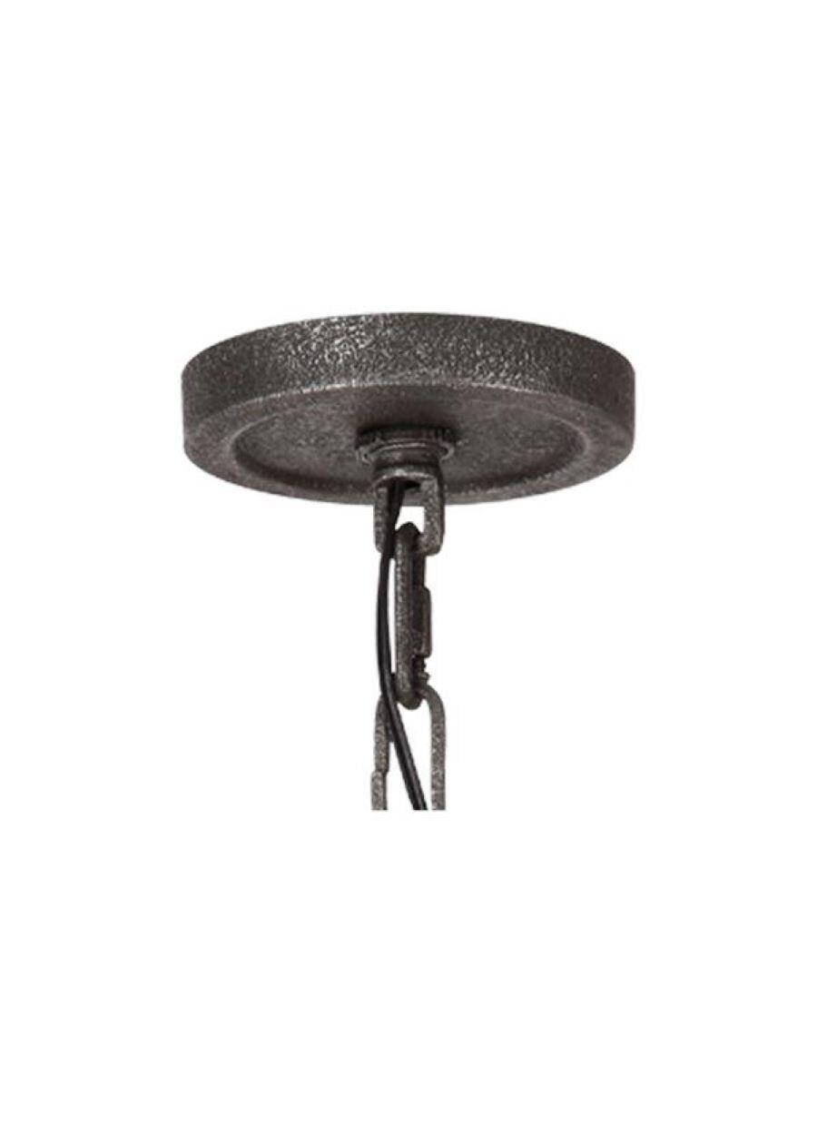 Distressed Weathered Oak and Slate Grey 9-Light Chandelier