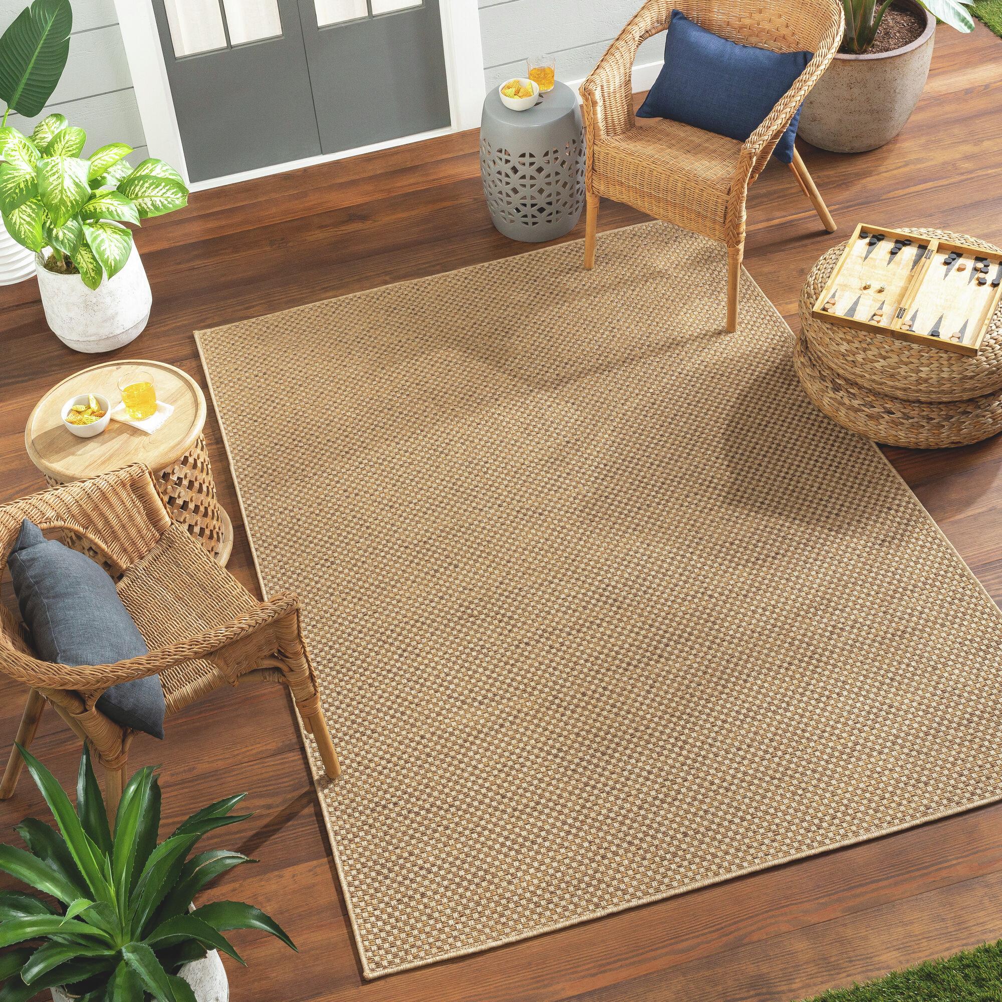 Pismo Beach Natural Tone Checker Weave 2'x3' Synthetic Area Rug