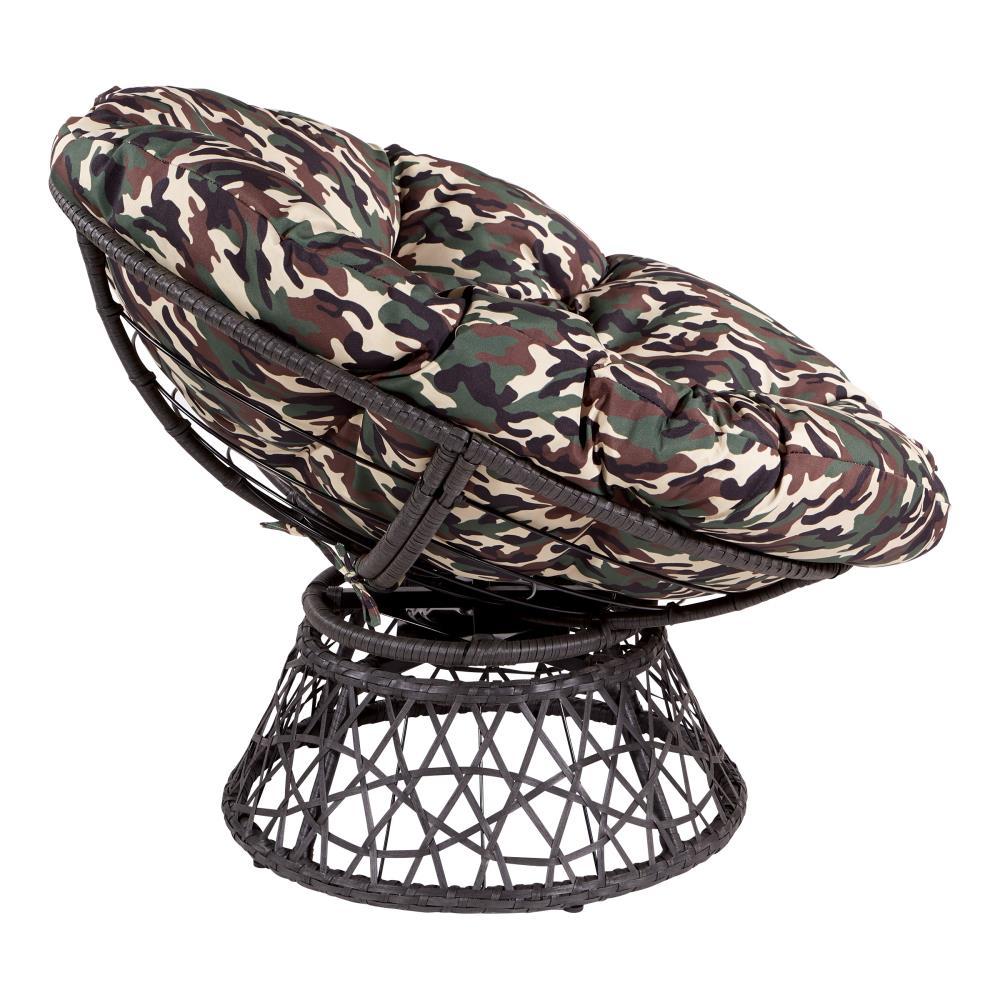 OSP Home Furnishings Papasan Chair with Camo Cushion and Black Frame