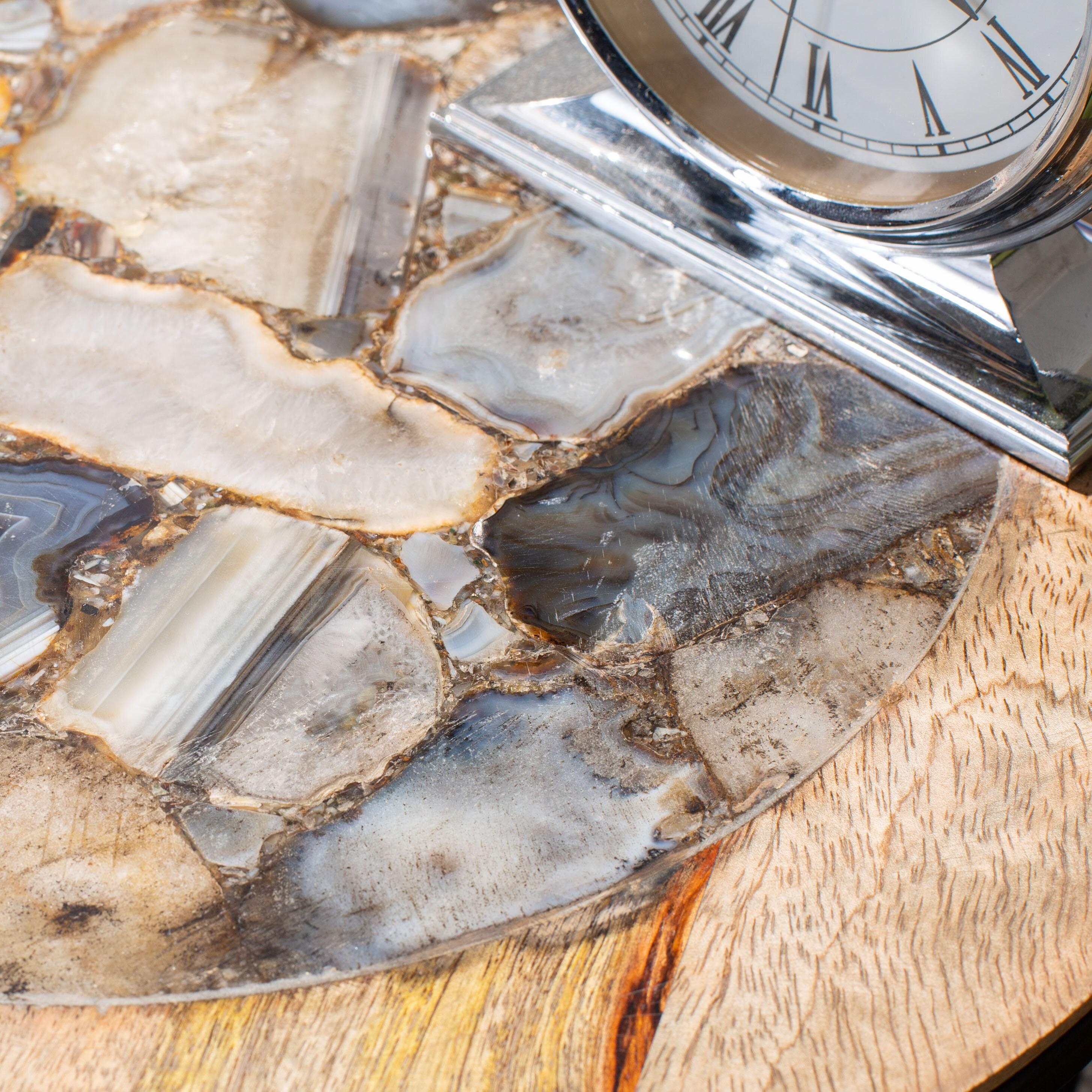 Lumi Agate Accent Table - Multi Color Black Agate/Natural/Black Legs - Safavieh.