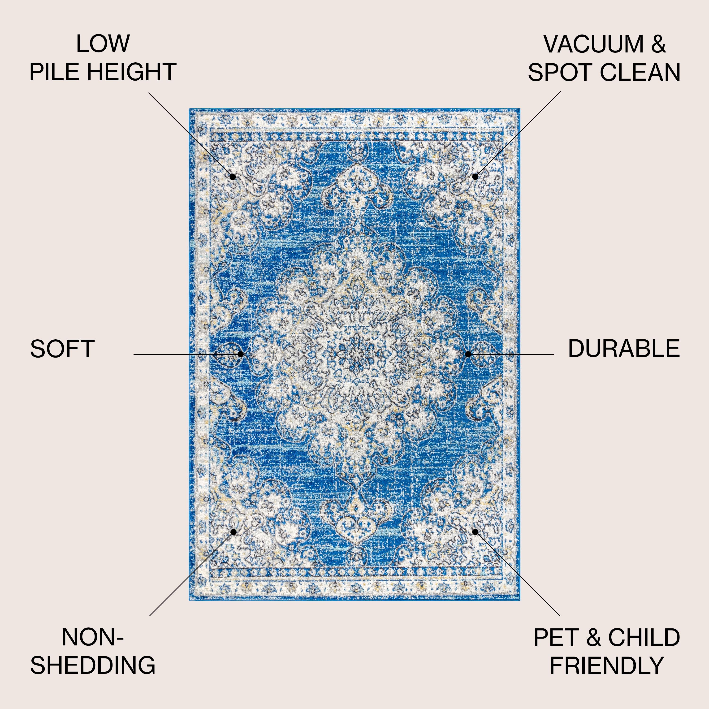 JONATHAN Y Bohemian FLAIR Boho Vintage Medallion Blue/Cream 4 ft. x 6 ft. Area Rug