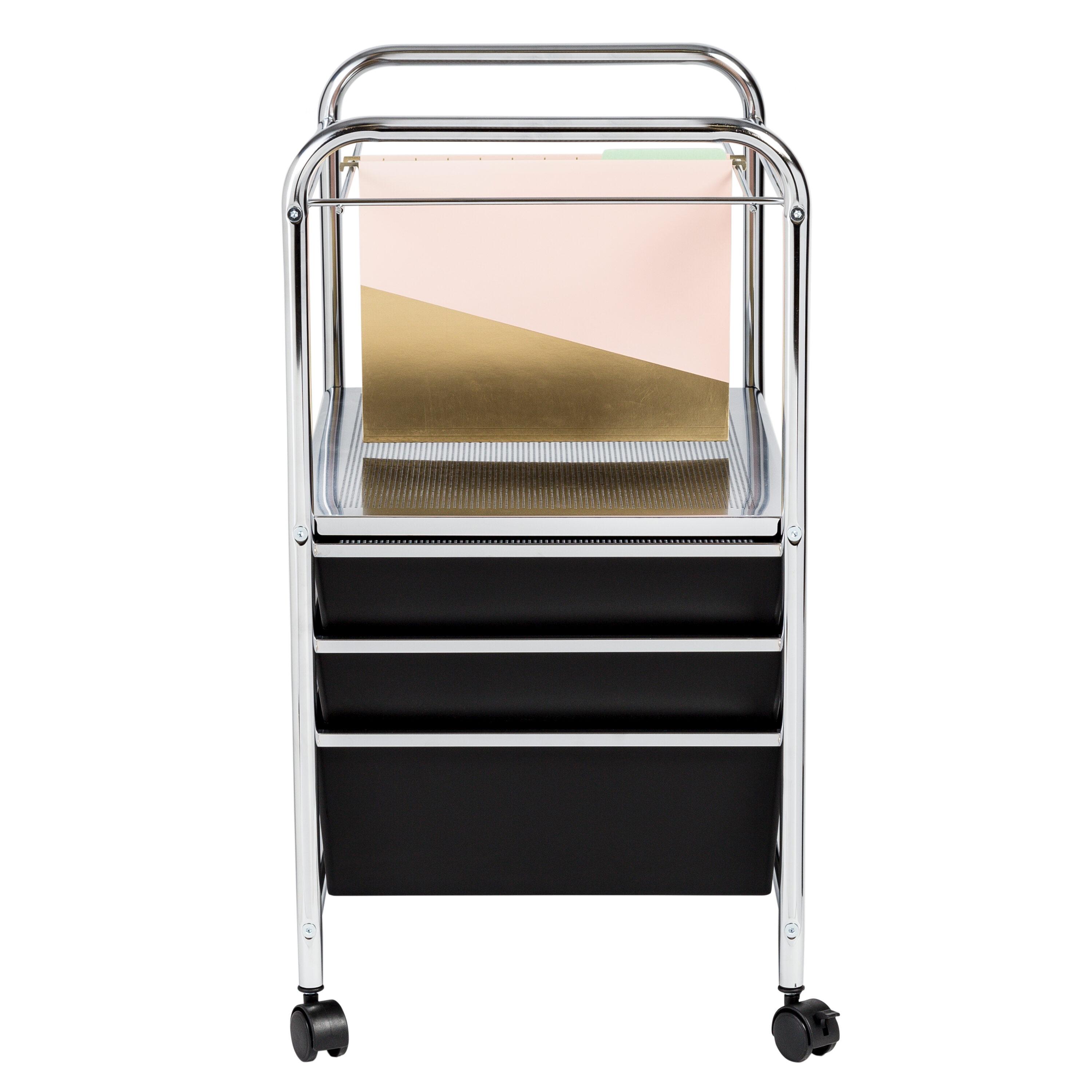 Honey-Can-Do Steel and Plastic 5-Drawer Rolling File Storage Cart, Black/Chrome
