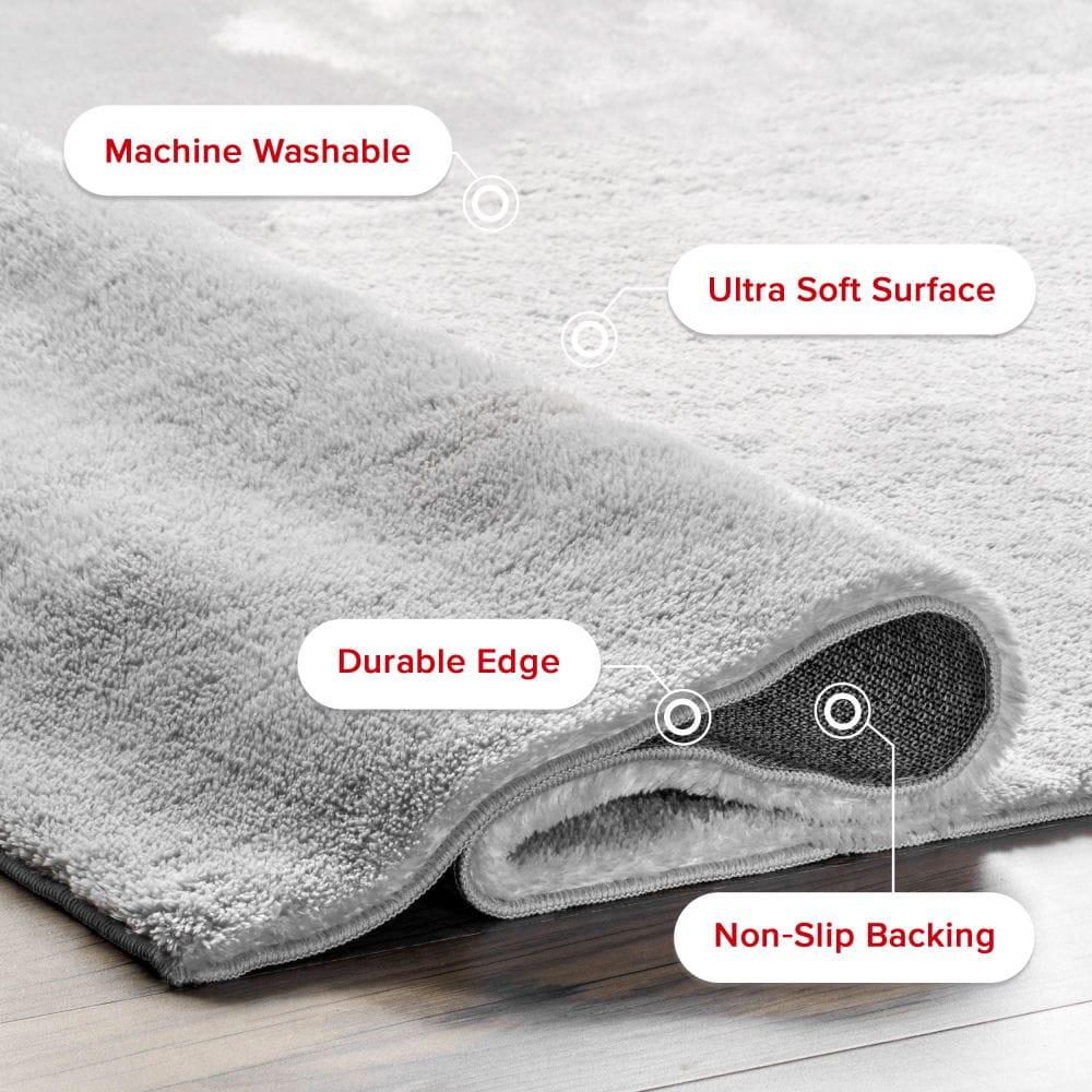 Nuloom Loni Cozy Plush Solid Pet Friendly Premium Machine Washable Shag Area Rug, 6' x 9', Light Grey