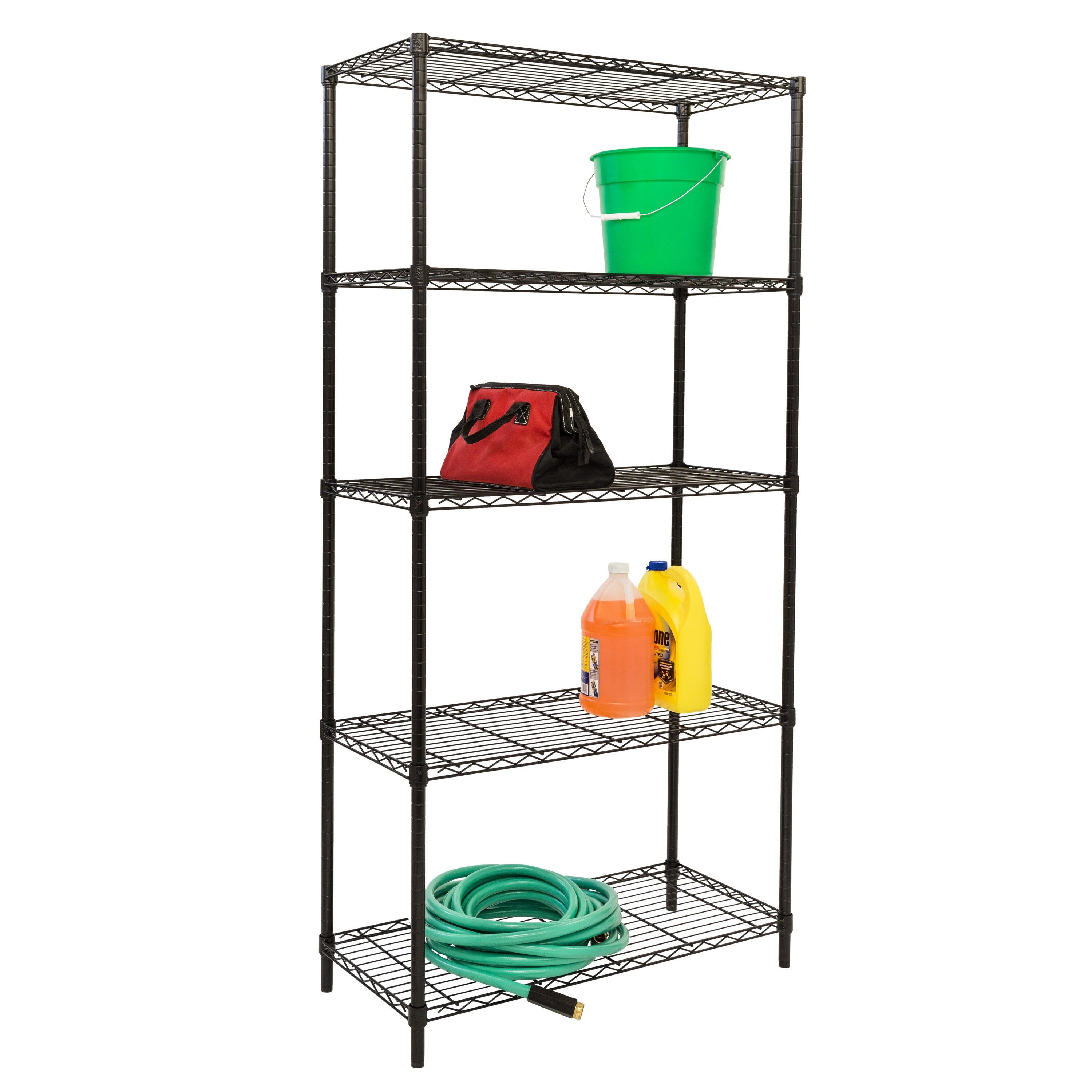 5-Tier Metal Height-Adjustable Shelving Unit (36" W X 72" H x 16" D)