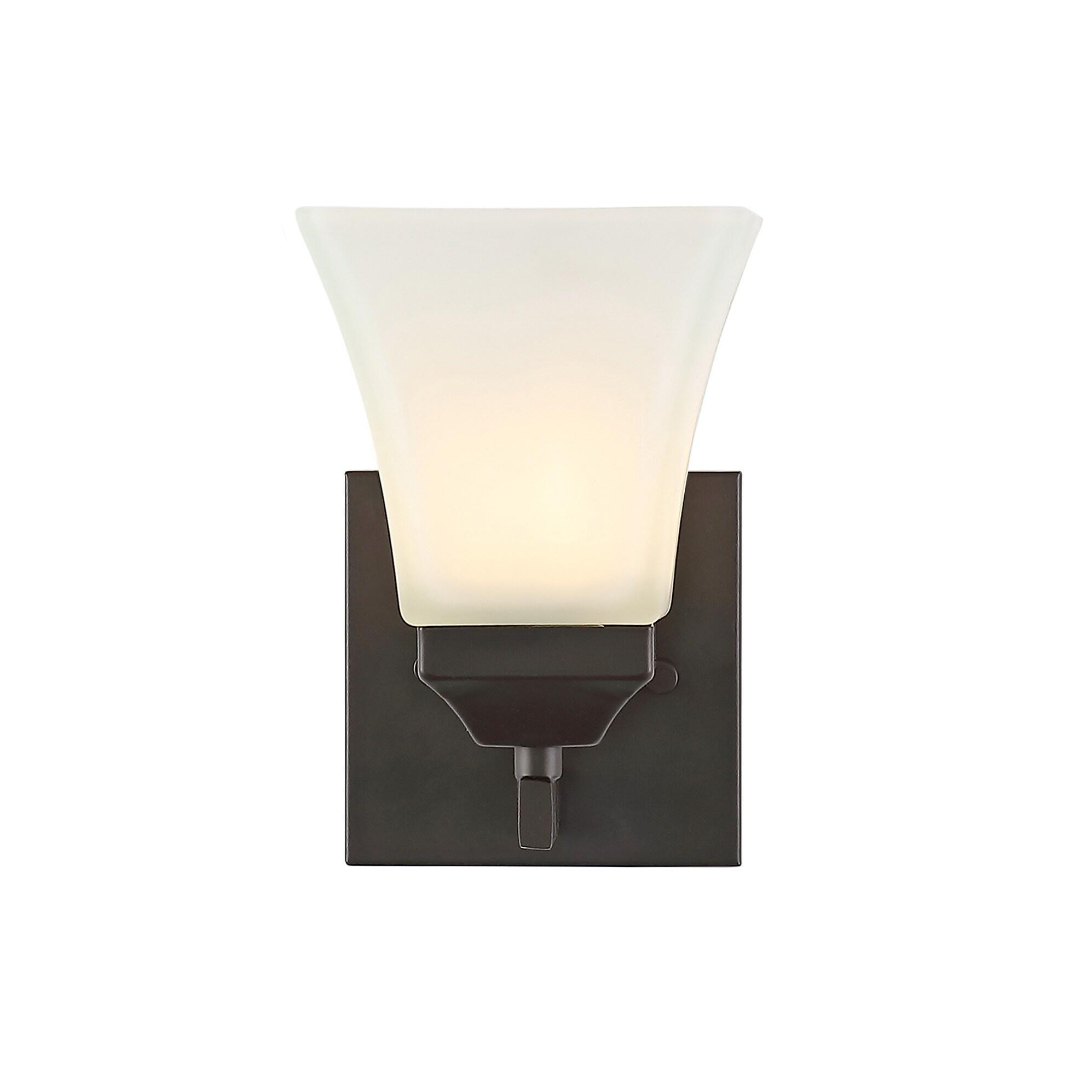 JONATHAN Y Staunton 5" 1-Light Iron/Glass Modern Cottage LED Vanity Light, Oil Rubbed Bronze