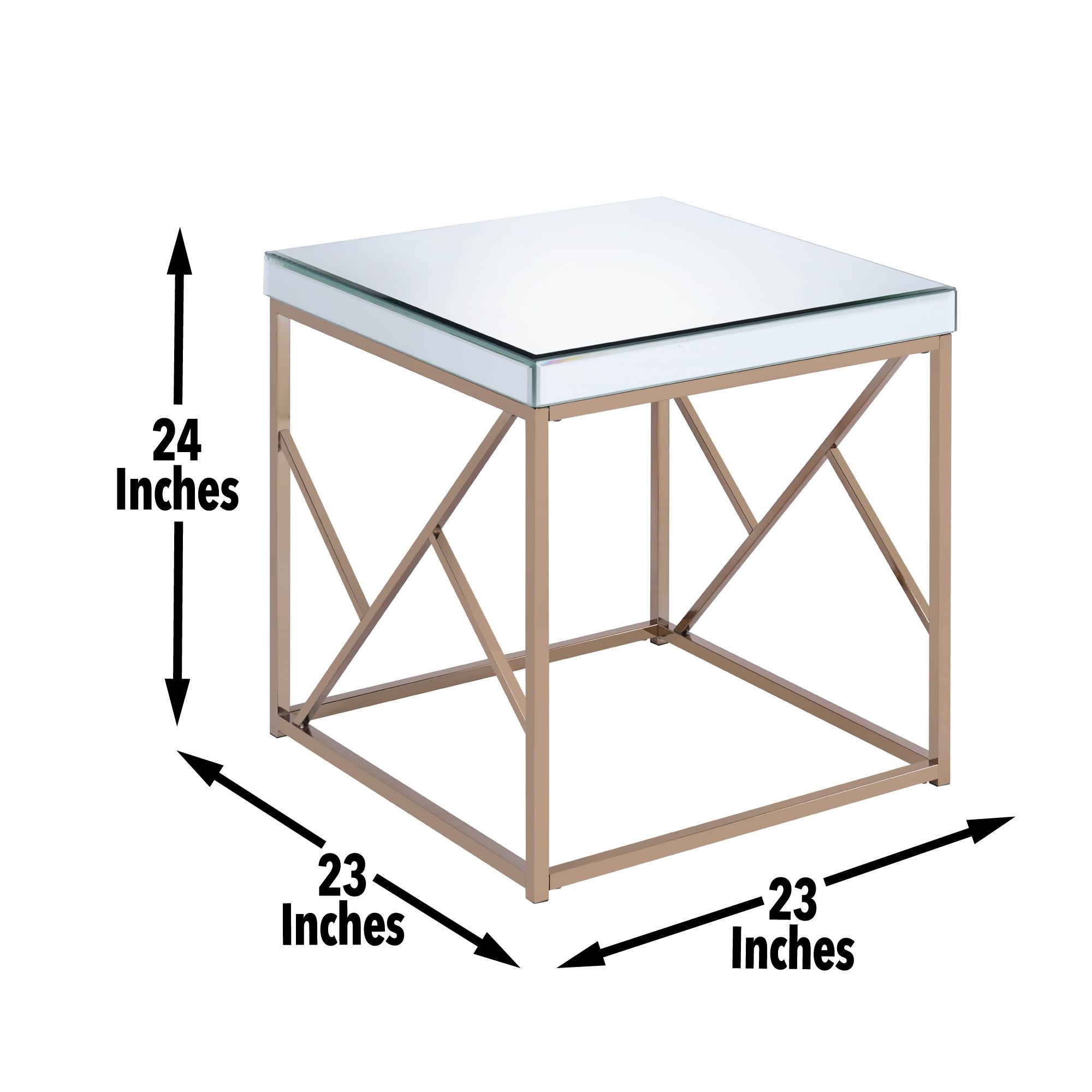 Steve Silver Evelyn Square Mirror Top End Table, Copper