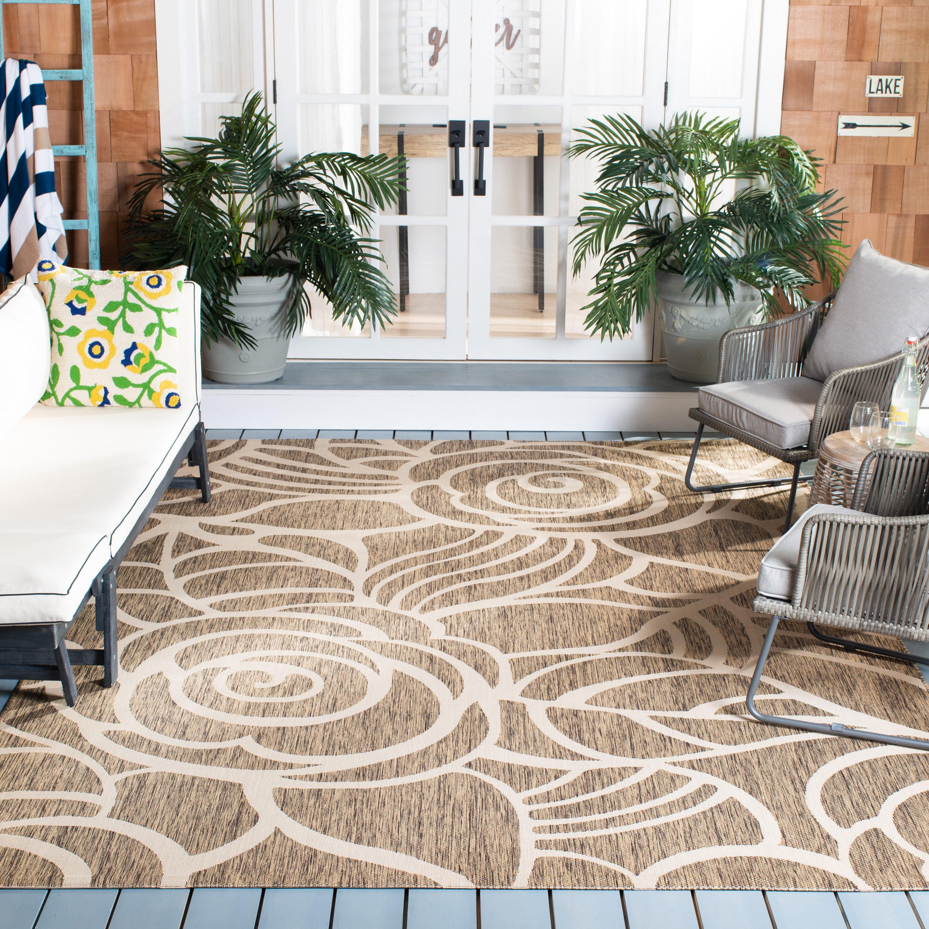 Courtyard CY5141 Power Loomed Indoor/Outdoor Area Rug - Coffee/Sand - 6'7"x6'7" - Safavieh.