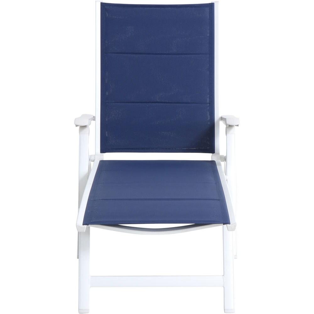 Mod Furniture Everson Padded Sling Folding Chaise Lounge in Navy/White