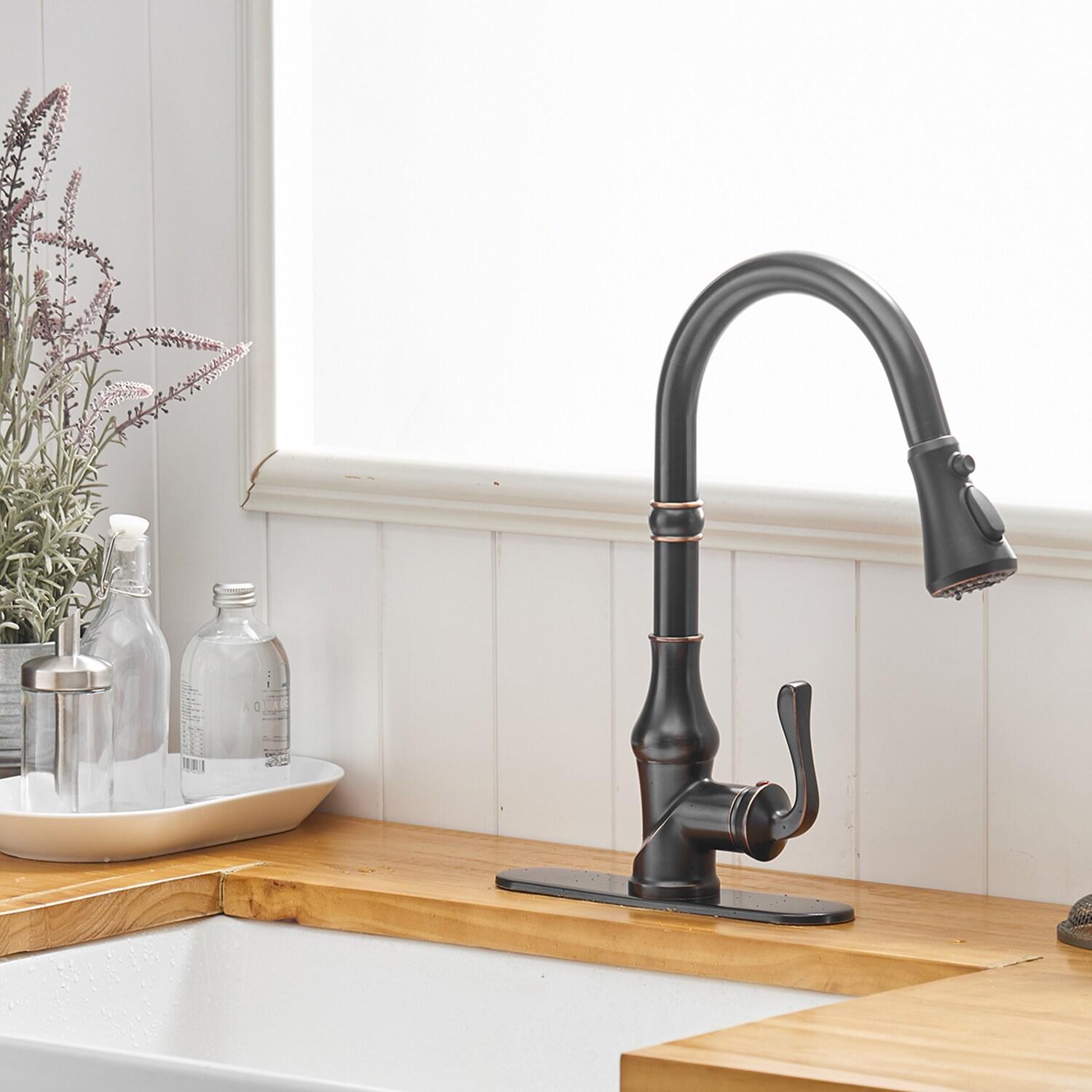 Oil-Rubbed Bronze Pull-Down Kitchen Faucet with Spray