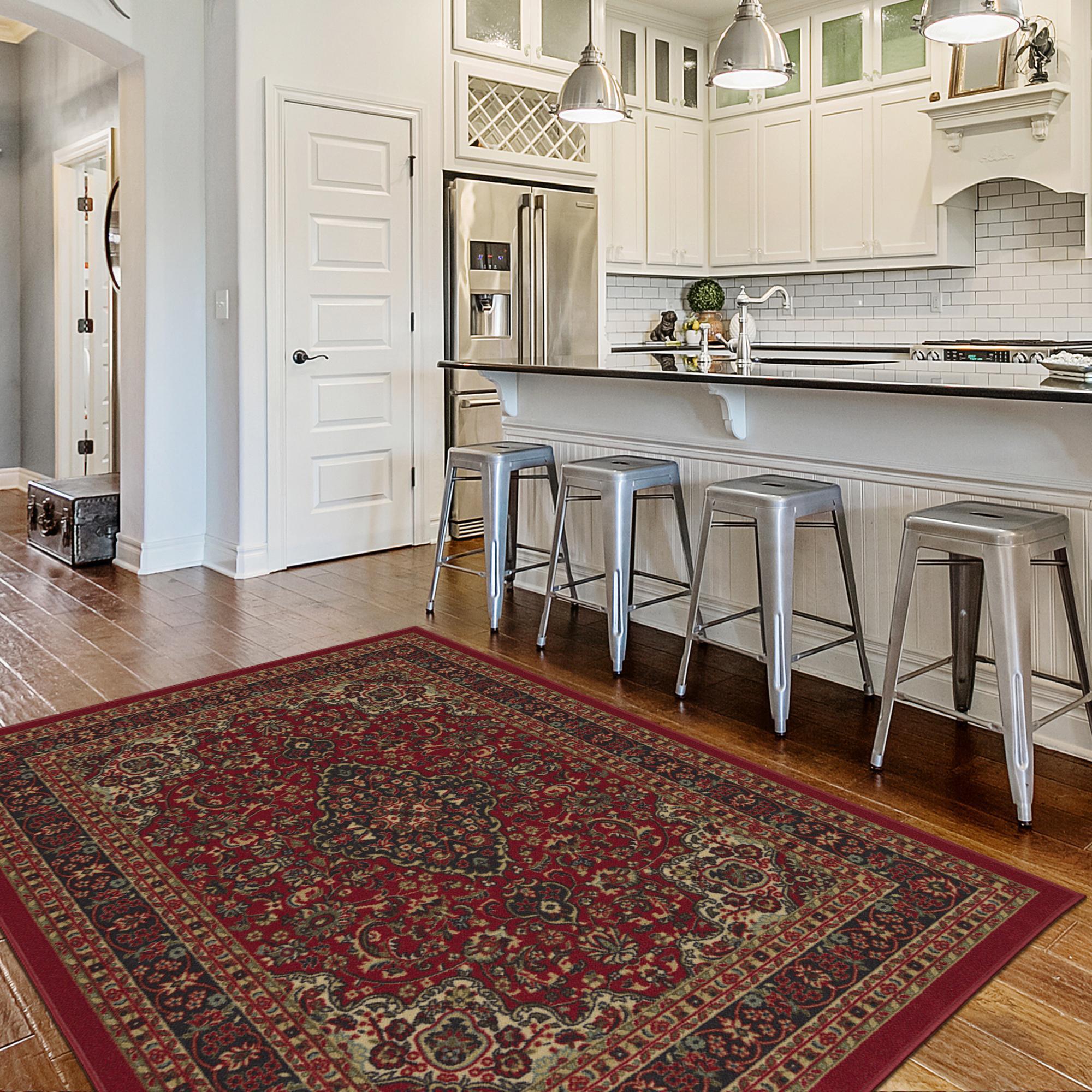 Ottomanson Non-Slip Rubberback Medallion Oriental 5x7 Indoor Area Rug, 5' x 6'6", Red