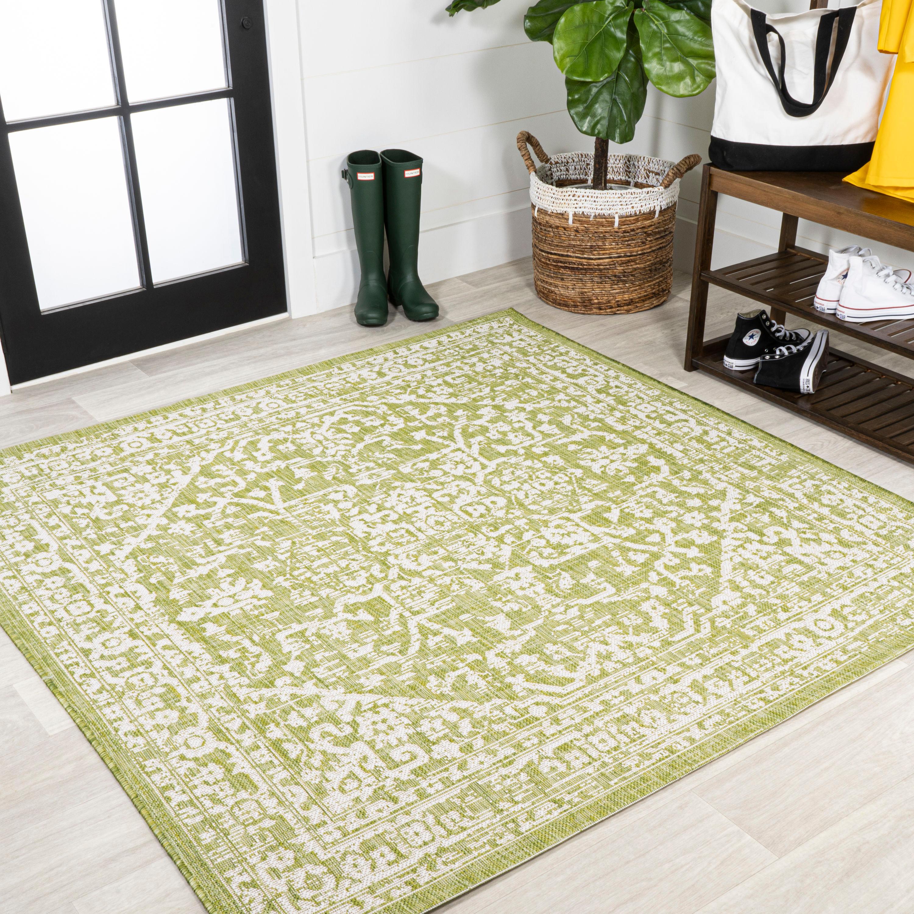 Malta Bohemian Inspired Medallion Textured Weave Indoor/Outdoor Area Rug - JONATHAN Y