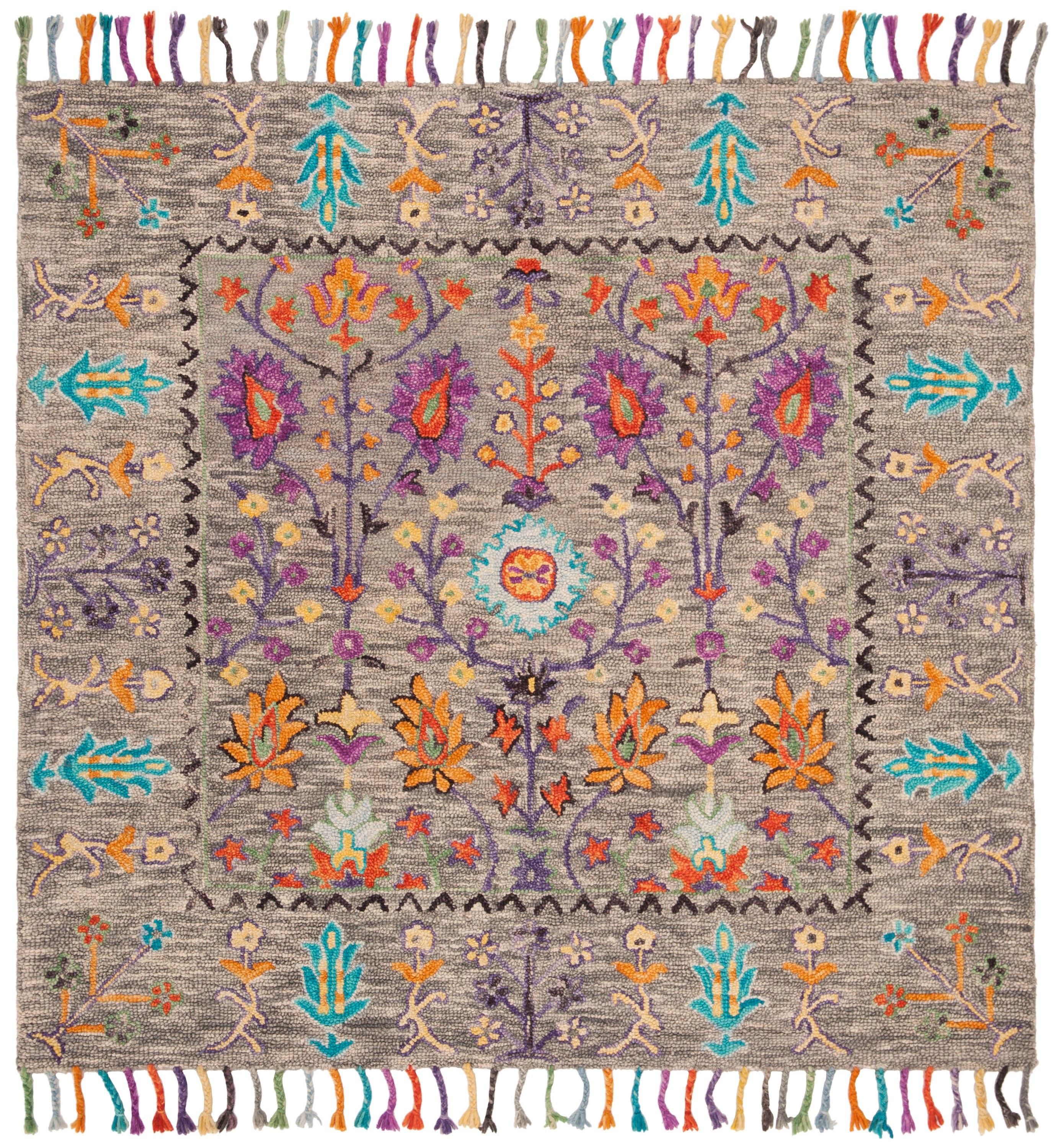 Blossom BLM453 Hand Tufted Indoor Area Rug - Grey/Multi - 5'x8' - Safavieh