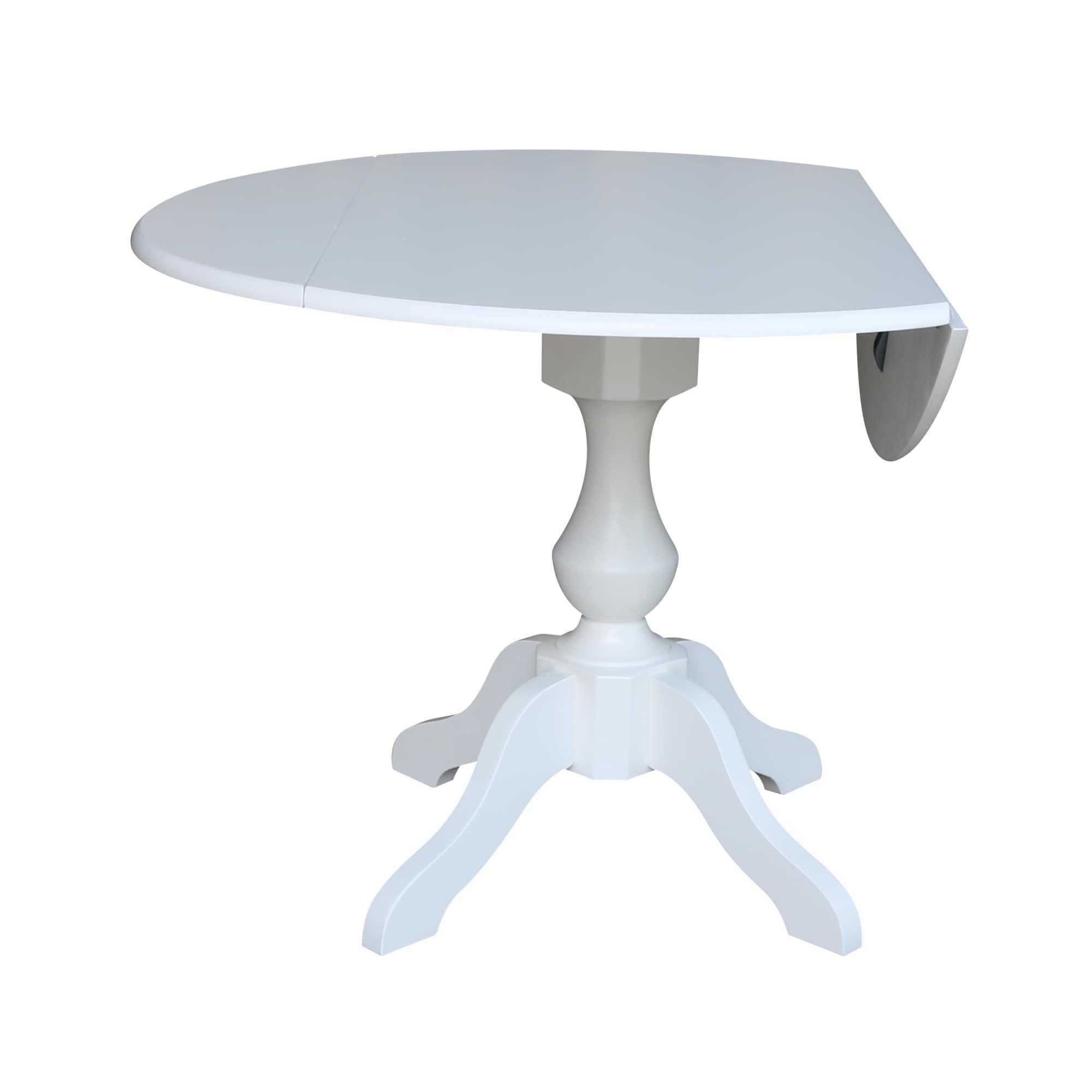 42" Patsy Round Top Dual Dining Table White - International Concepts: Drop Leaf, Seats 4