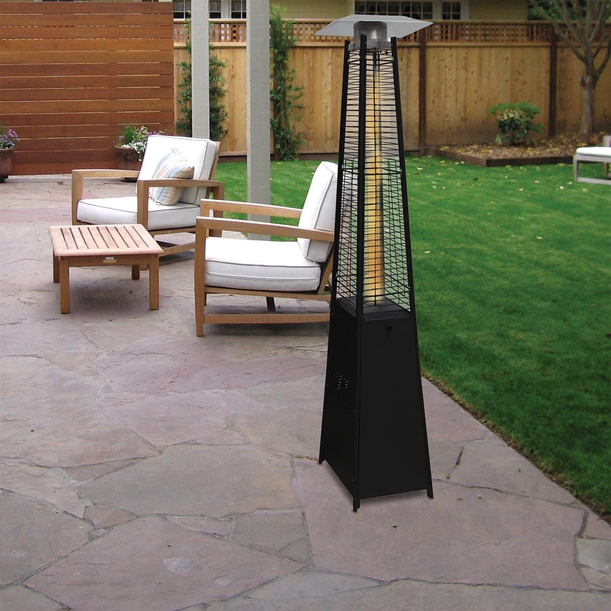 Blue Sky Outdoor Living 42,000 BTU Standing 360° Pillar of Flame Gas Outdoor Patio Heater, Black