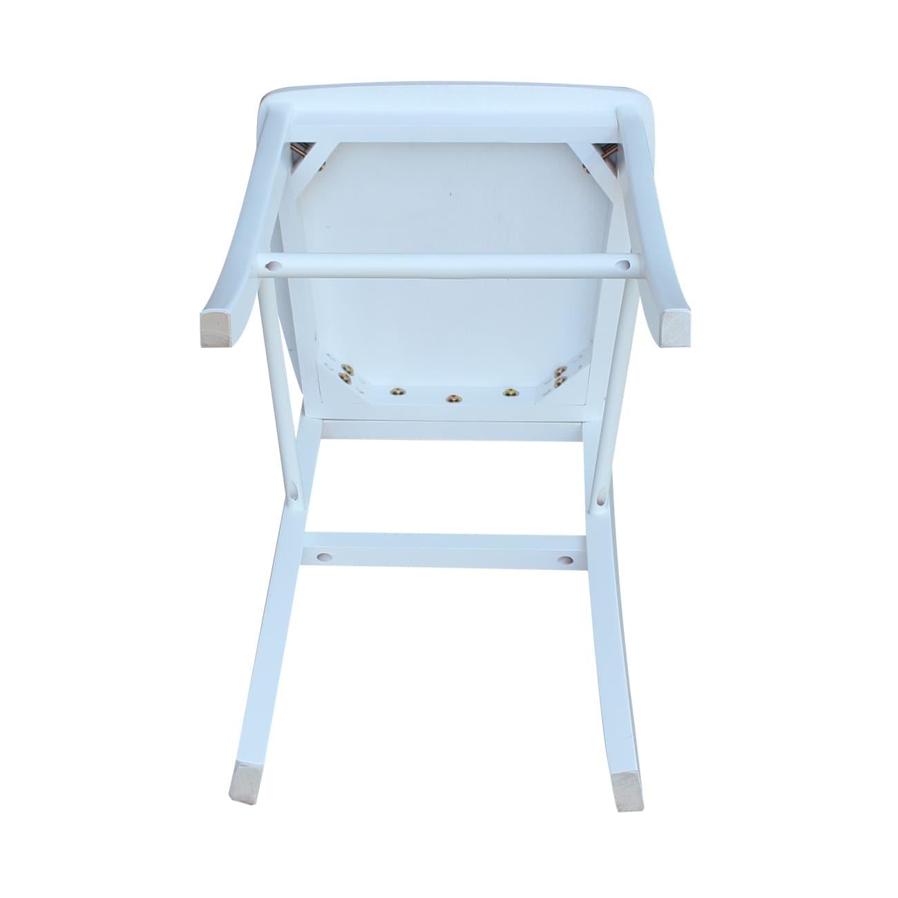 International Concepts Cross Back Solid Wood 30 in. Bar Height Stool in White