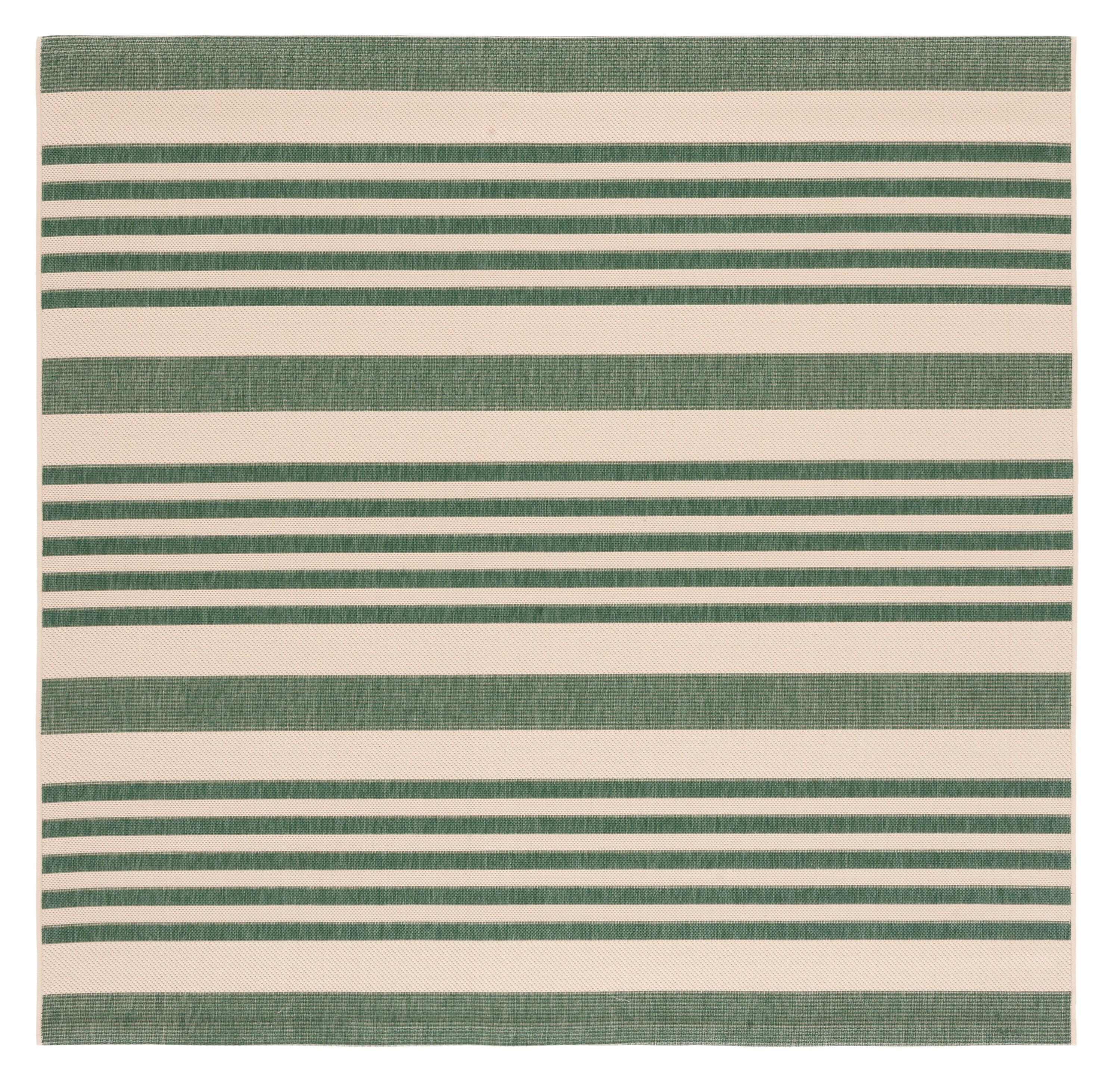Courtyard CY6062 Power Loomed Indoor/Outdoor Area Rug - Beige/Dark Green - 4'x4' - Safavieh.