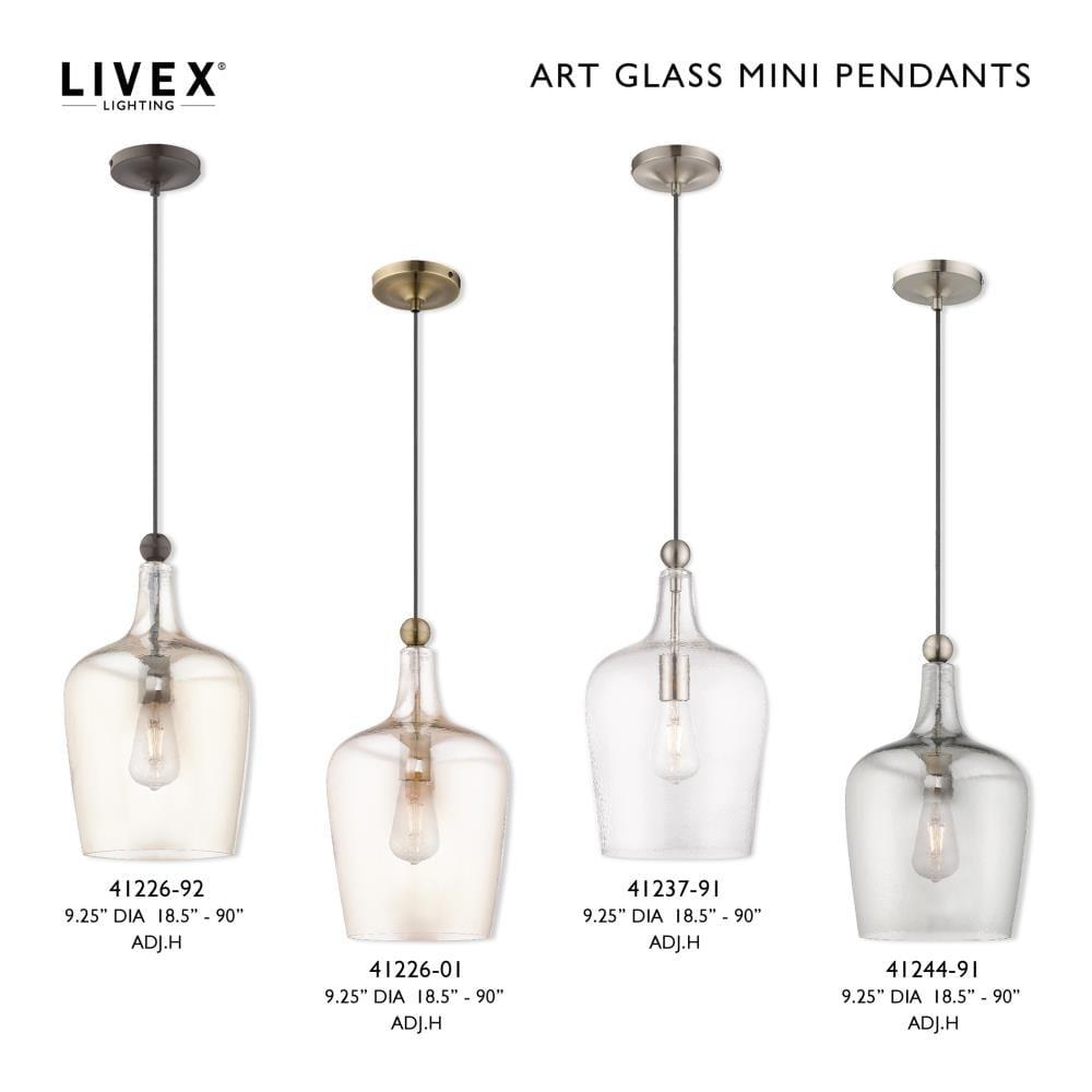 Livex Lighting Art Glass 1 - Light Pendant in  English Bronze