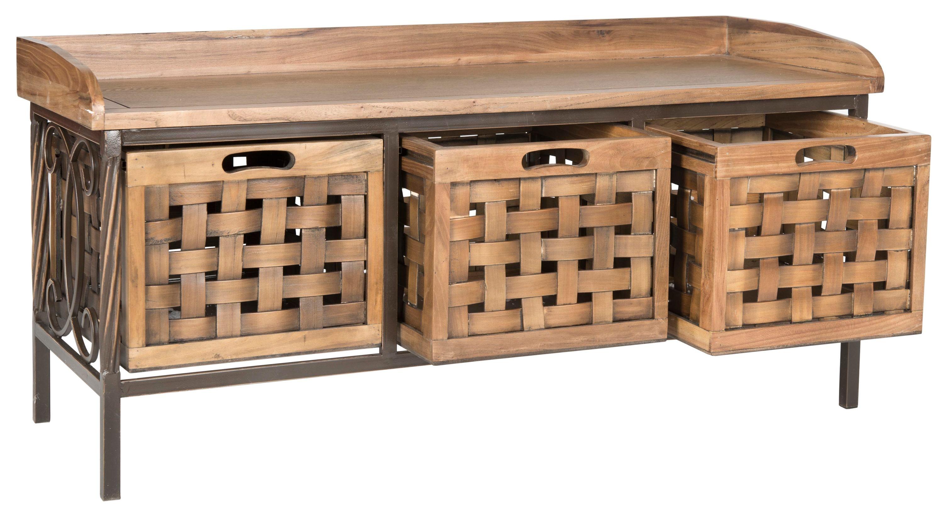 Isaac Wooden Storage Bench - AMH6530 - Oak - Safavieh Couture