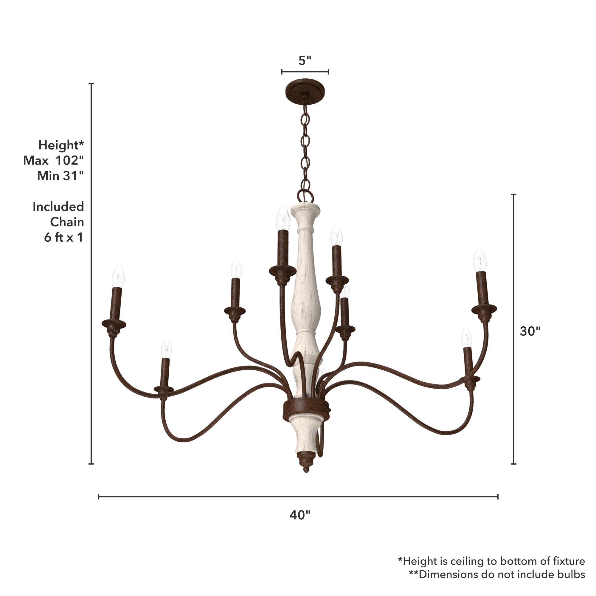 Hunter Fan Teren 9 - Light Candle Style Tiered Chandelier