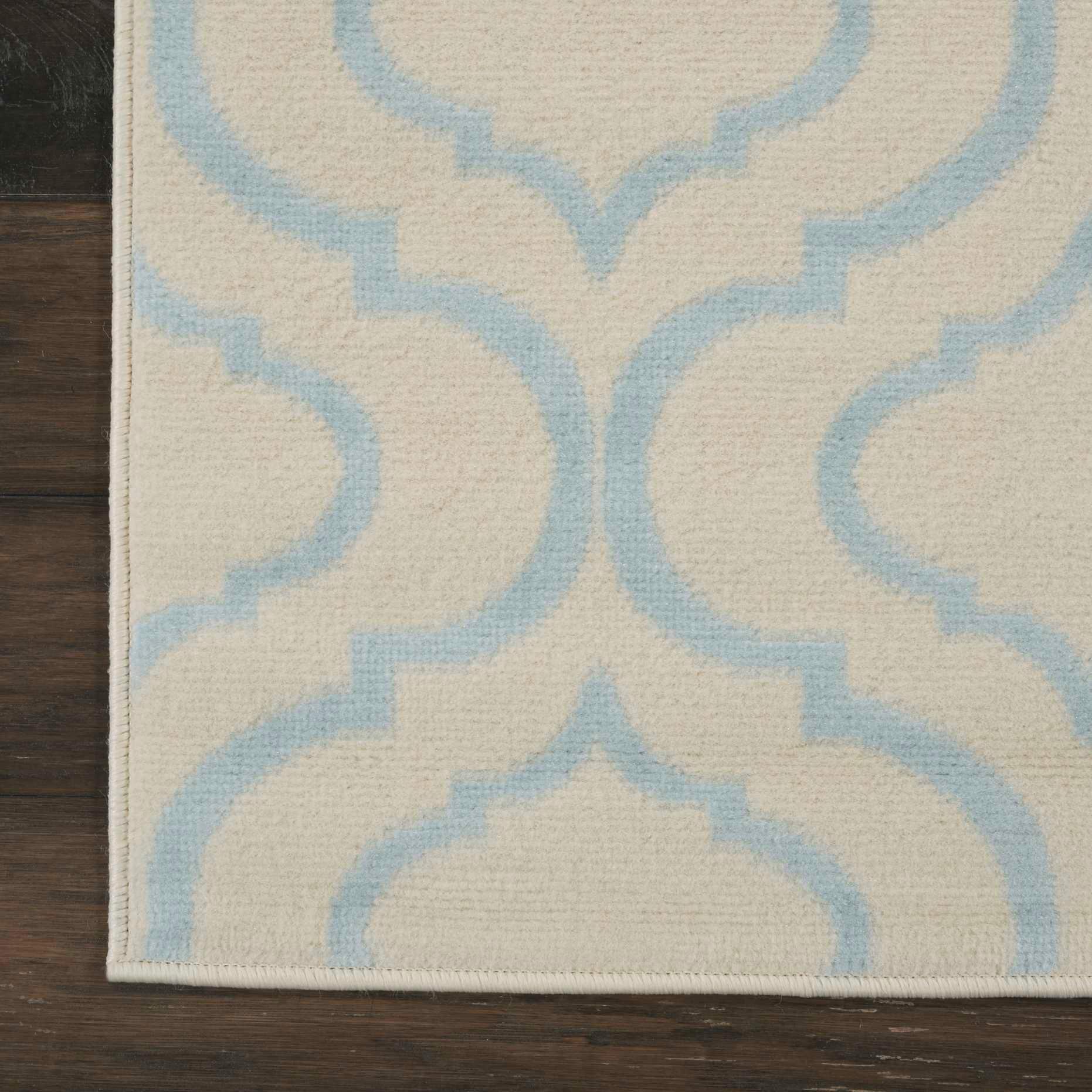 Nourison Jubilant Modern Moroccan Ivory/Blue 2' x 4' Area Rug, (2' x 4')