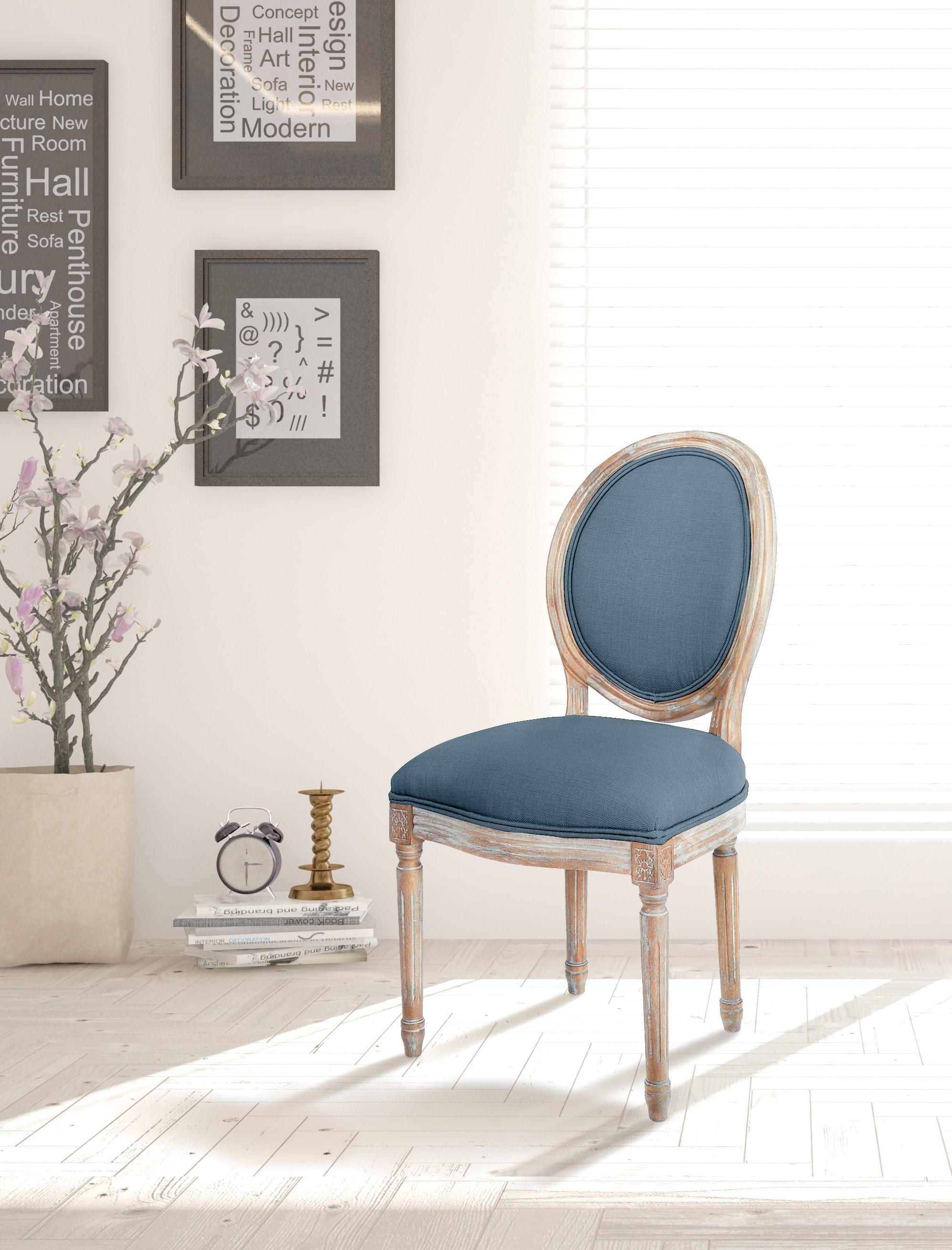 Azure Upholstered Wood Side Chair with Oval Back Design