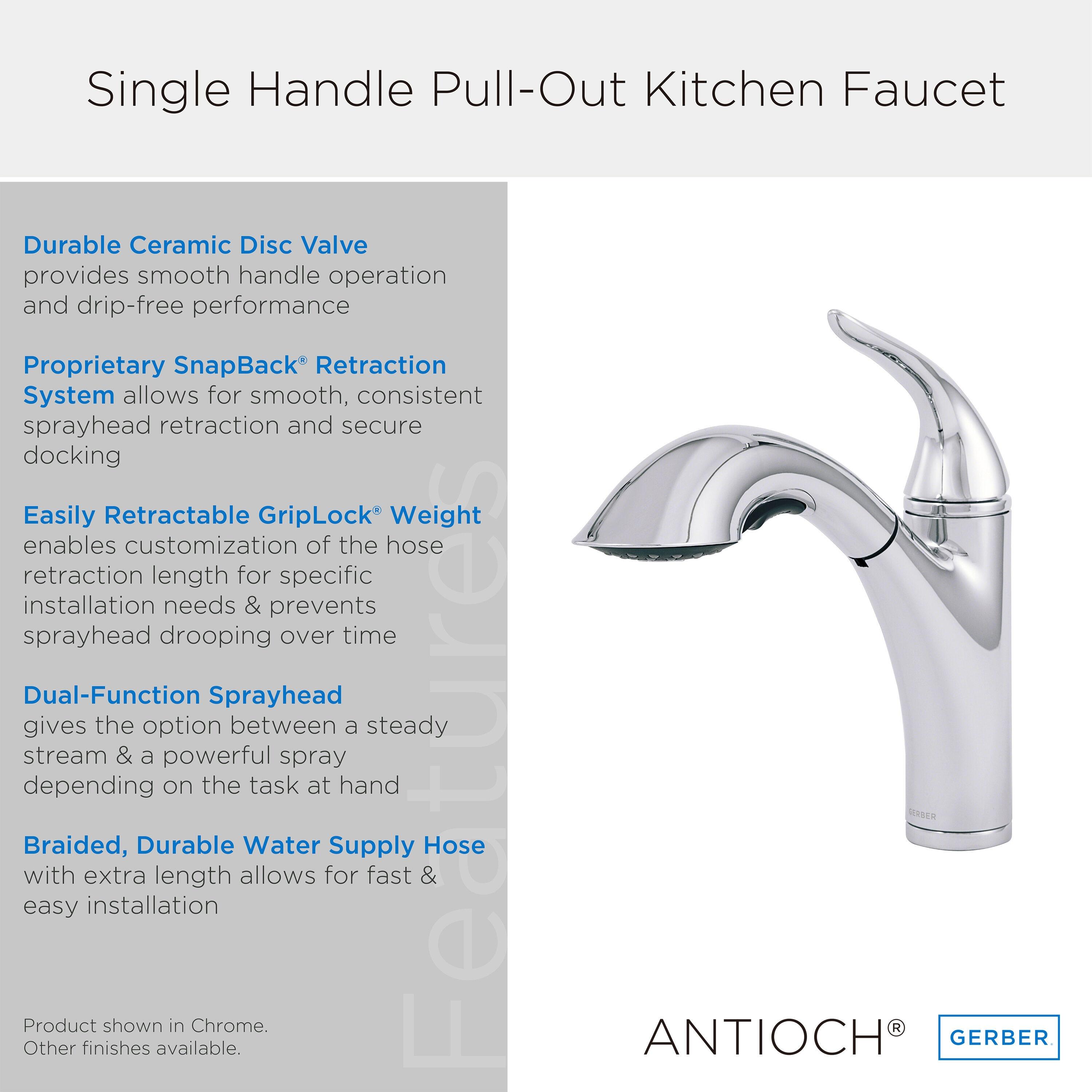 Gerber D455221 Antioch 1.75 GPM Single Hole Pull Out Kitchen Faucet - Chrome