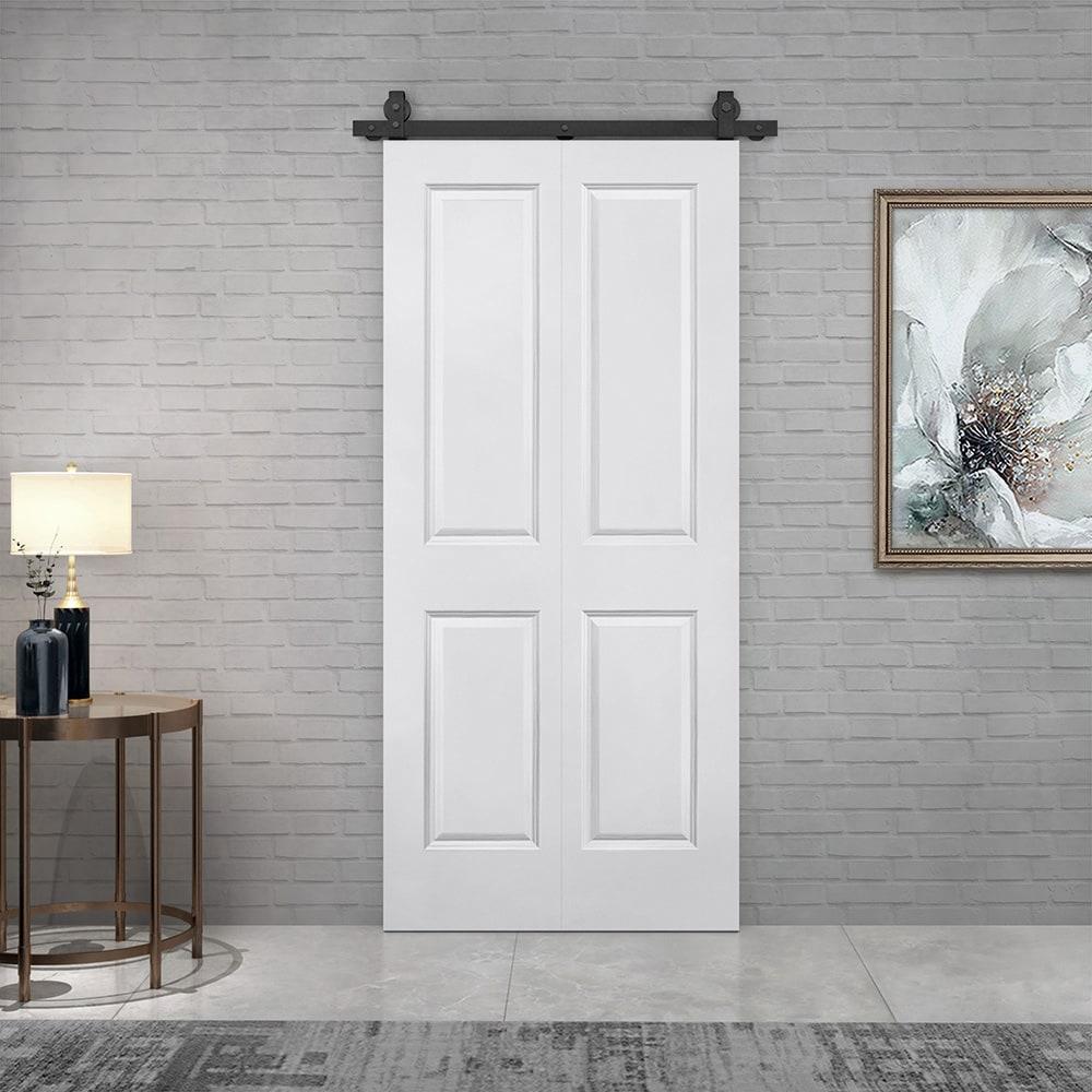 Calhome Paneled MDF Composite Bifold Barn Door with Installation Hardware Kit