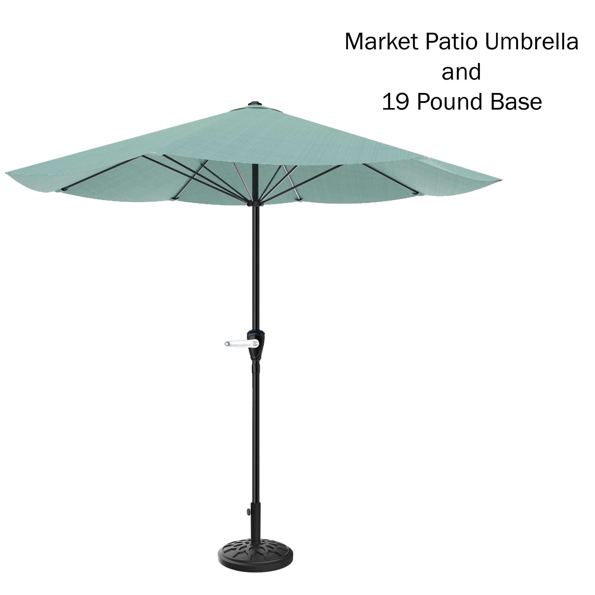 Pure Garden 9-ft Steel Green No-tilt Market Patio Umbrella with Base