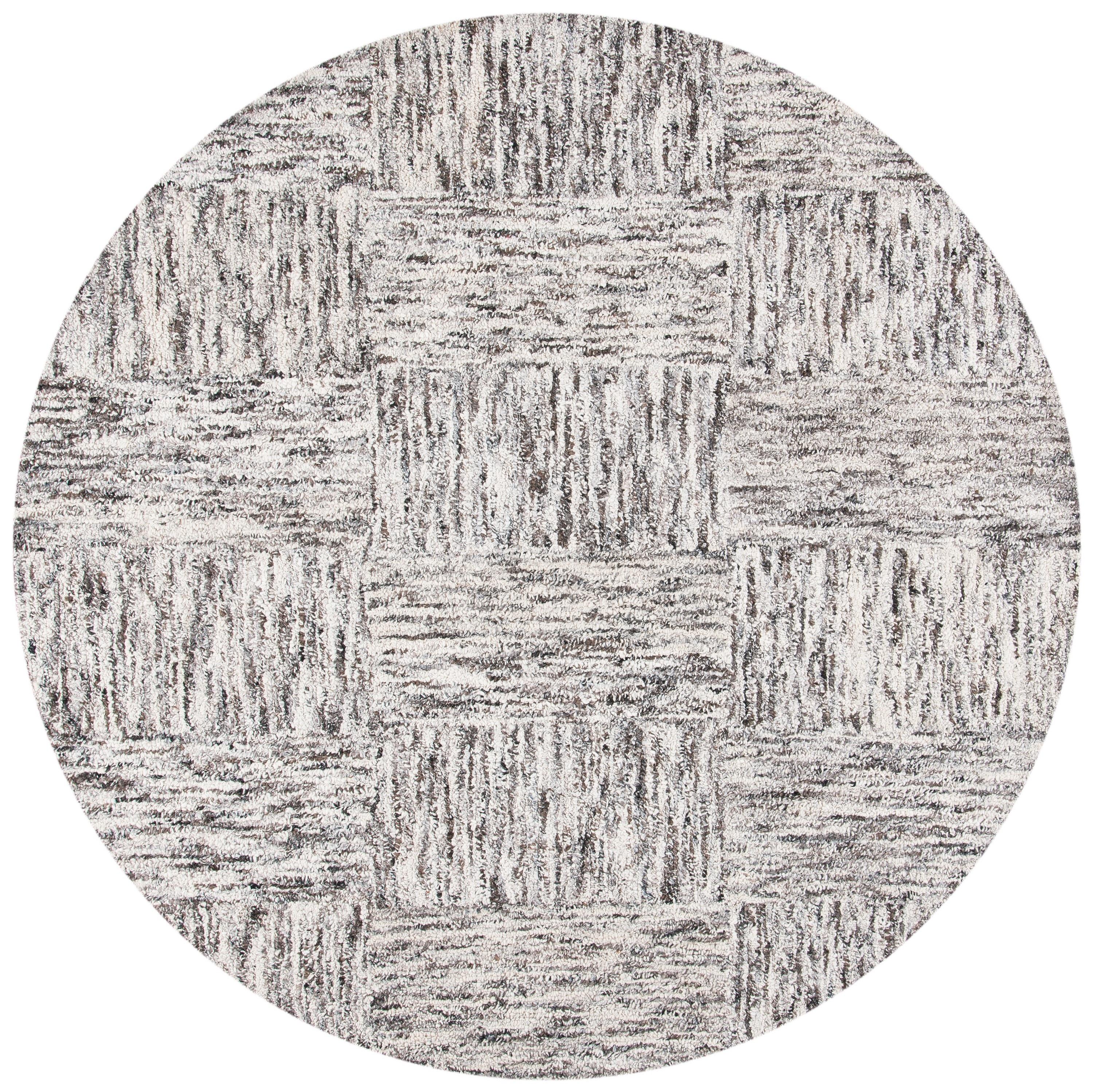 Abstract ABT601 Hand Tufted Area Rug - Ivory/Charcoal - 6' Round - Safavieh .