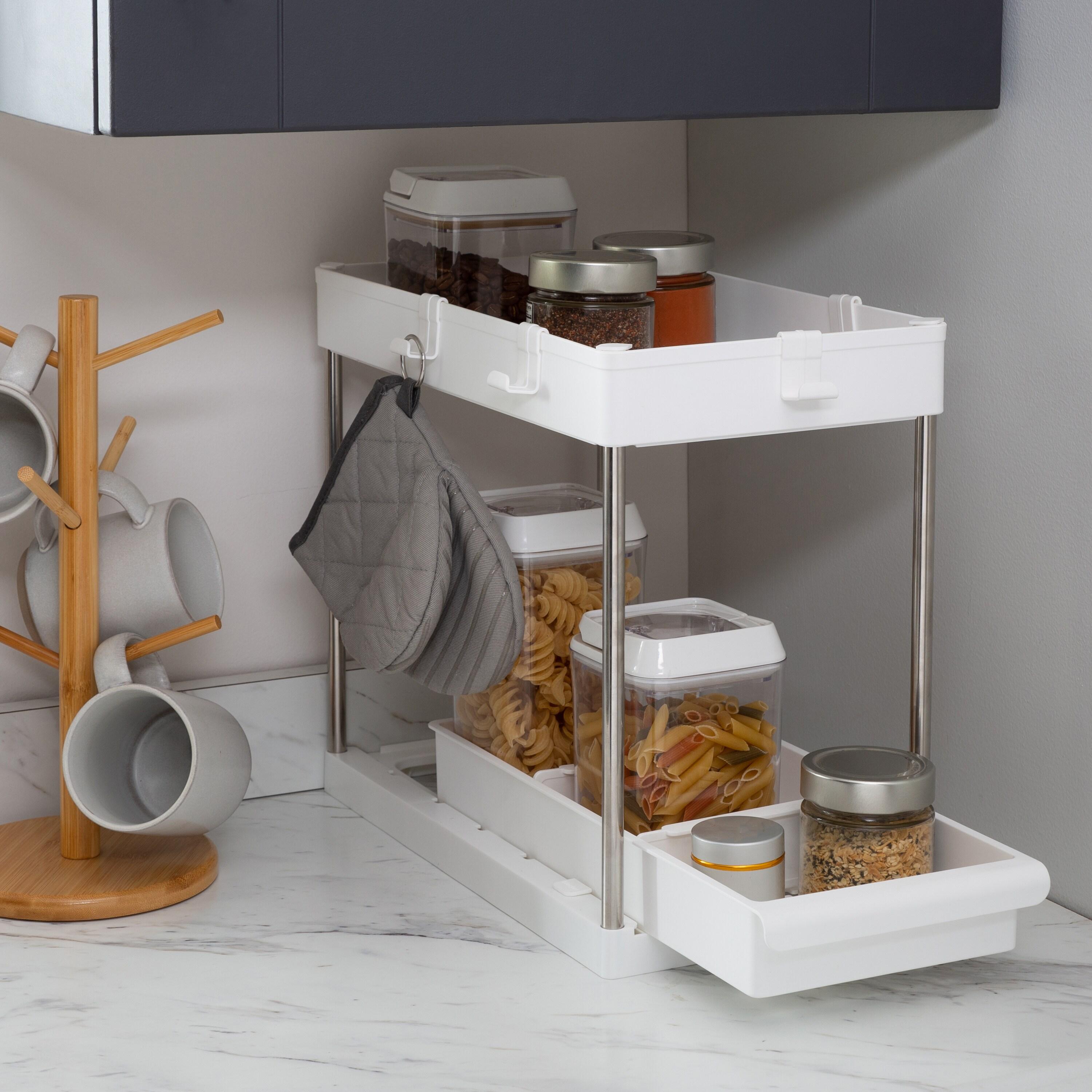 Simplify 2 Tier Sink Organizer with Drawer White