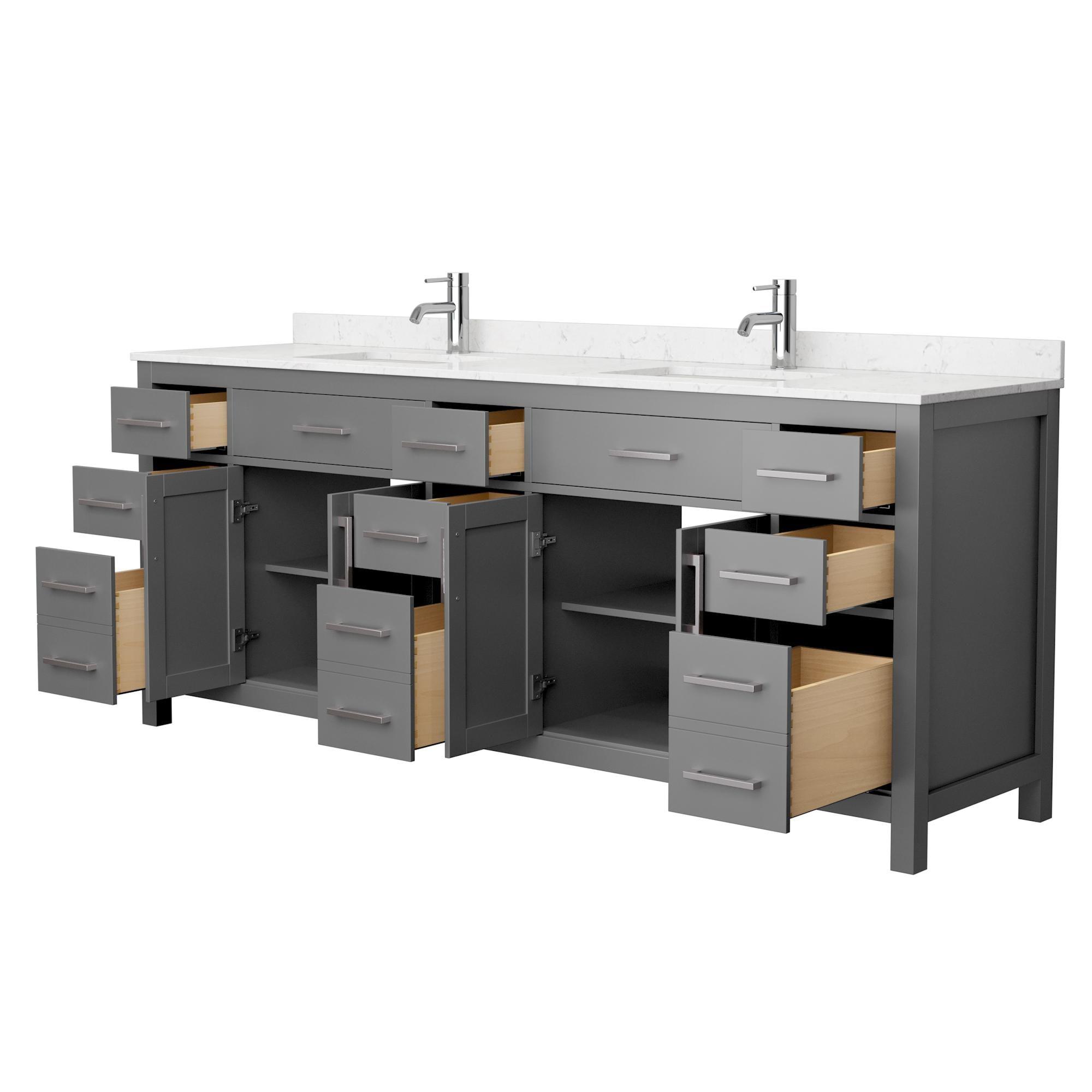 Wyndham Collection Beckett 84" Freestanding Double Bathroom Vanity with Cultured Marble Top