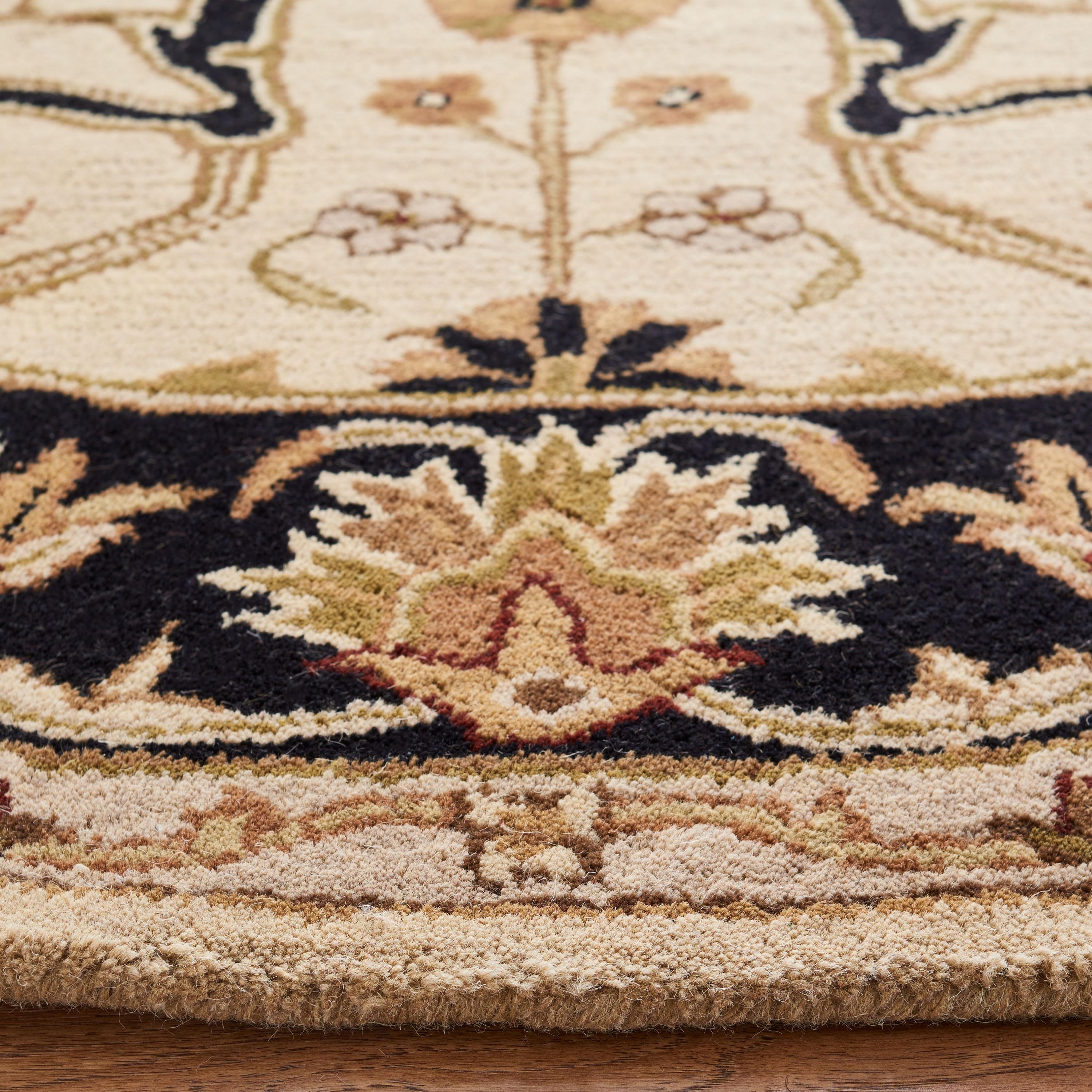 Heritage HG644 Handmade Area Rug - 6' Round - Ivory/Black - Safavieh