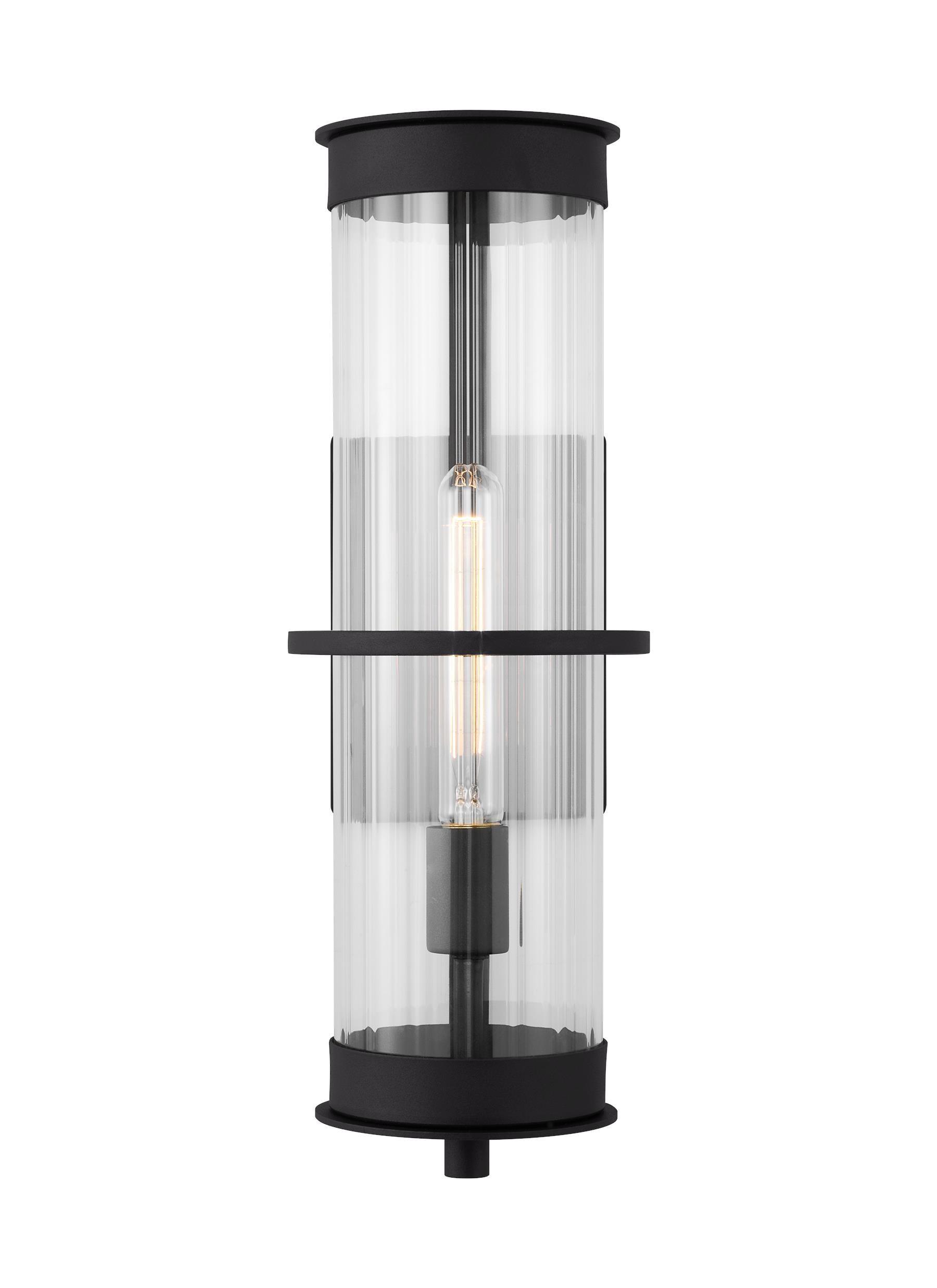 Alcona Black Bronze Outdoor Wall Lantern with Clear Fluted Glass