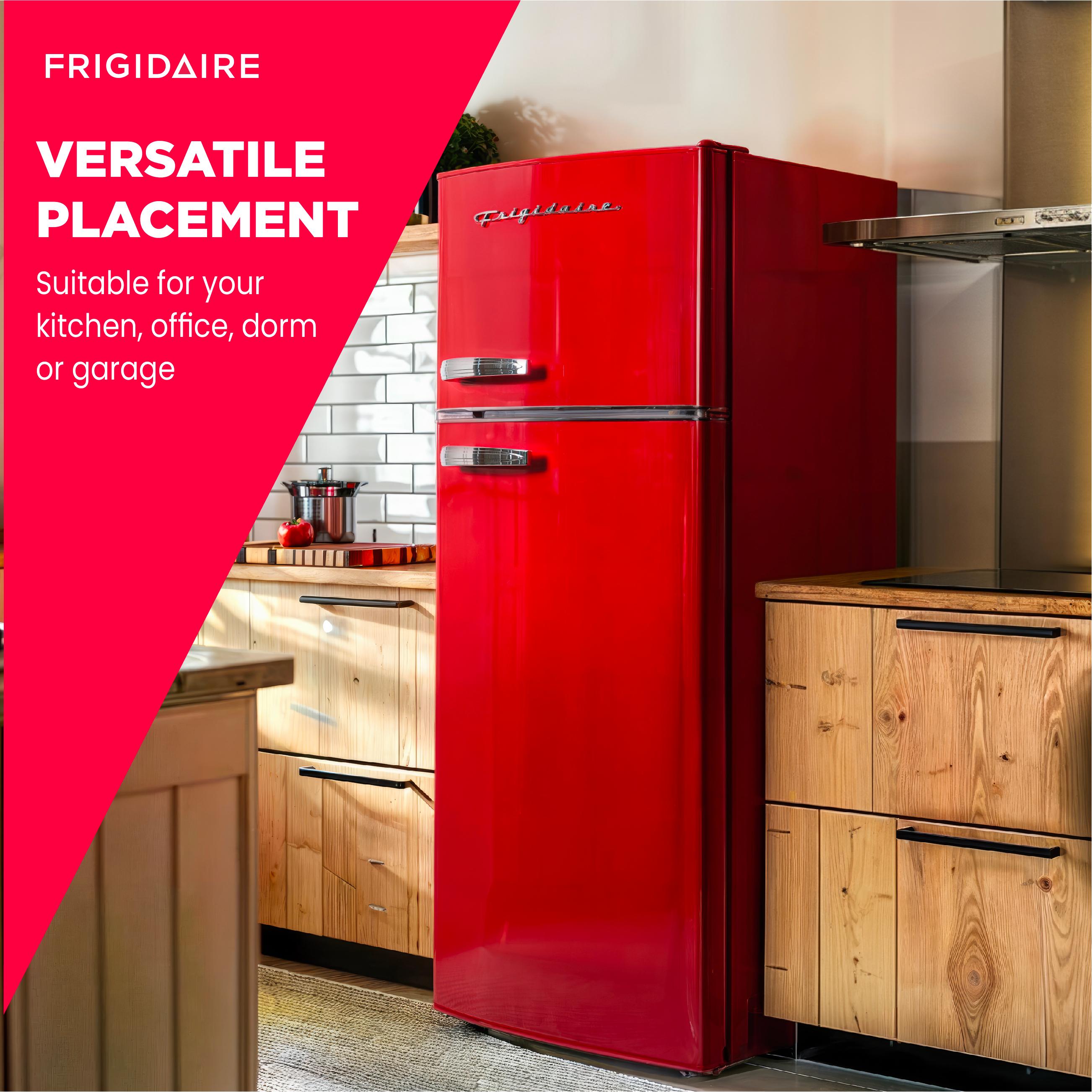 Frigidaire 7.5 cu ft Retro Freestanding Mini Refrigerator with Chrome Handle Red: ETL Listed, 2 Glass Shelves, 1-Year Warranty