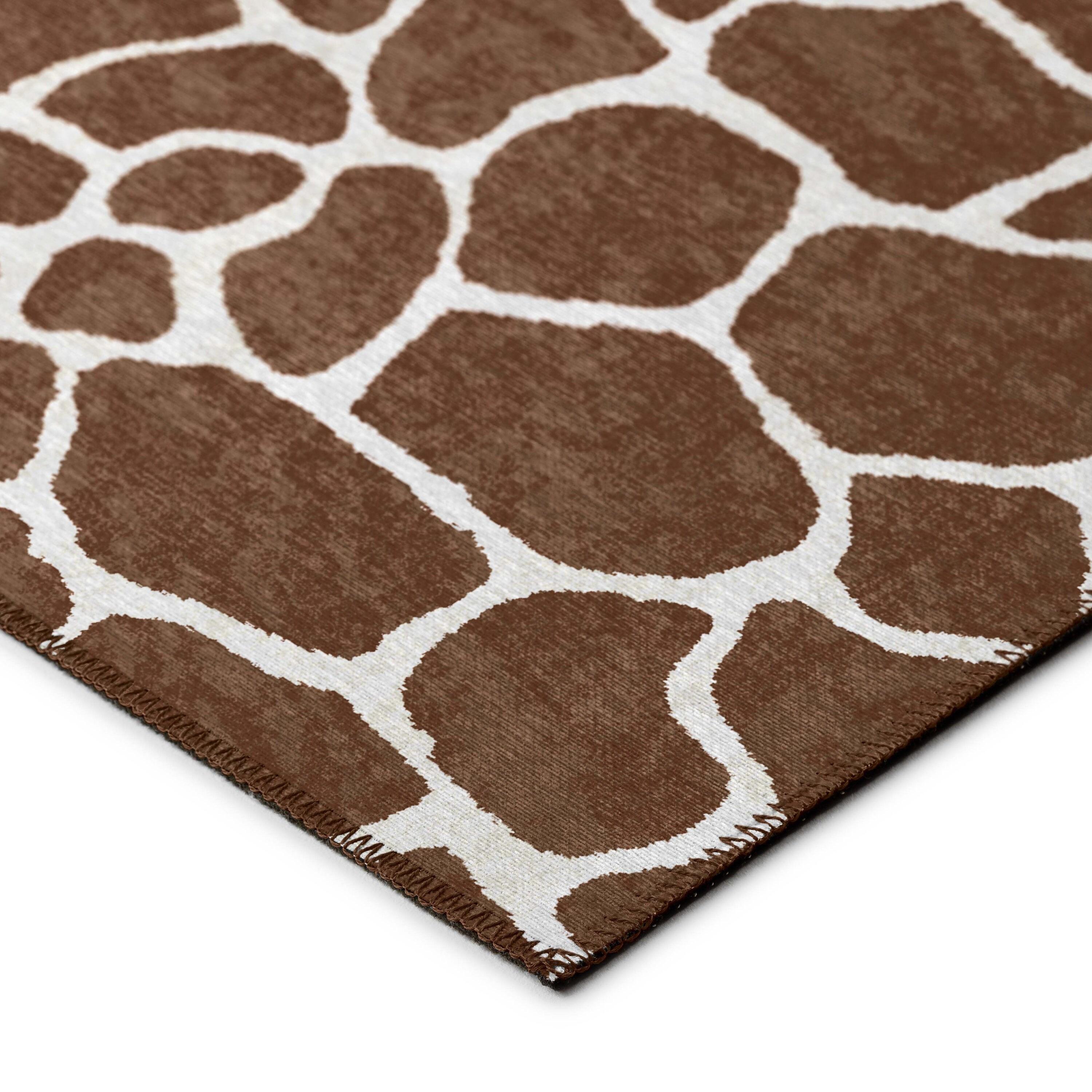 Safari Brown Giraffe Animal Print 9' x 12' Non-Skid Area Rug