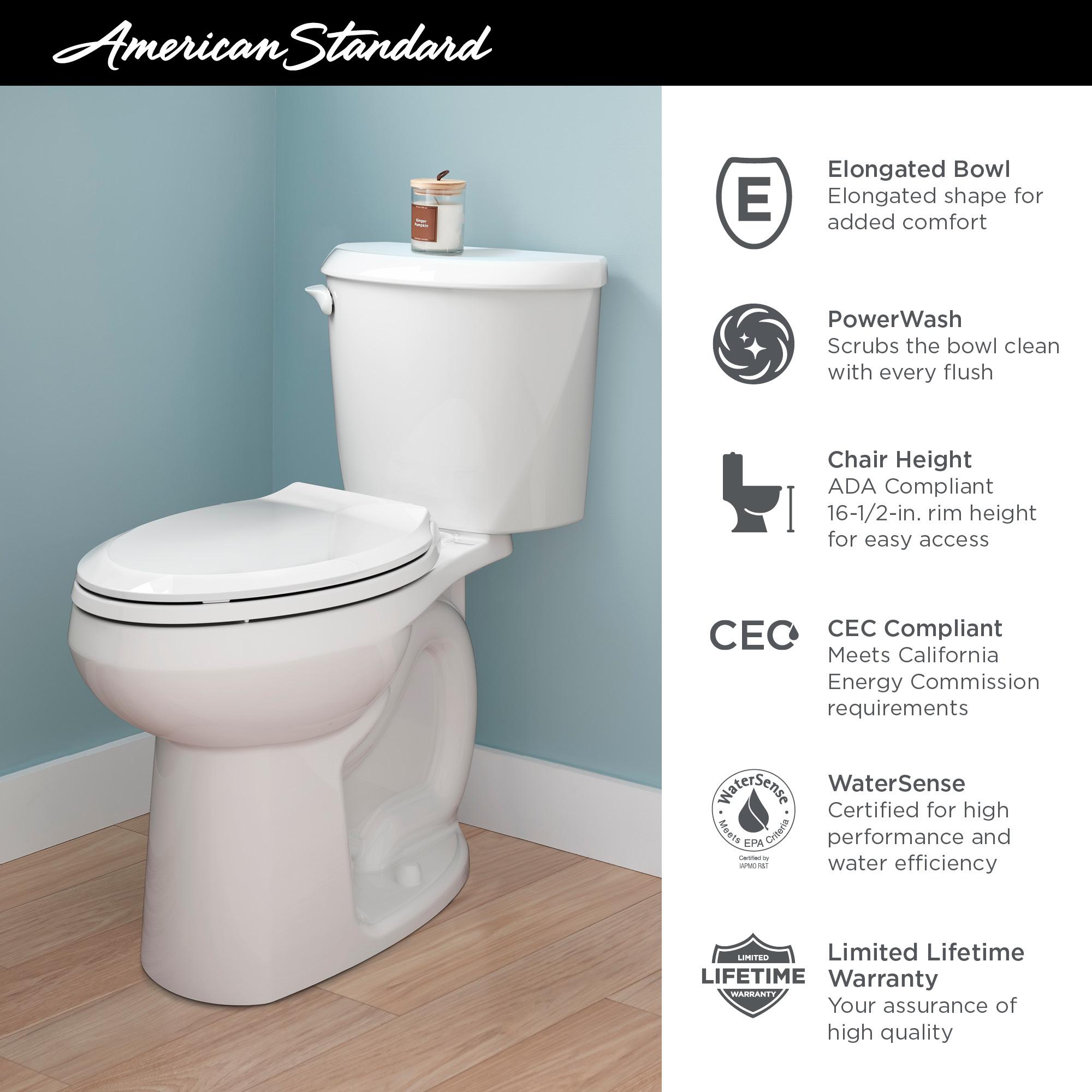 American Standard Colony 1.28 Gallons GPF Elongated Comfort Height Floor Mounted Two-Piece Toilet (Seat Not Included)