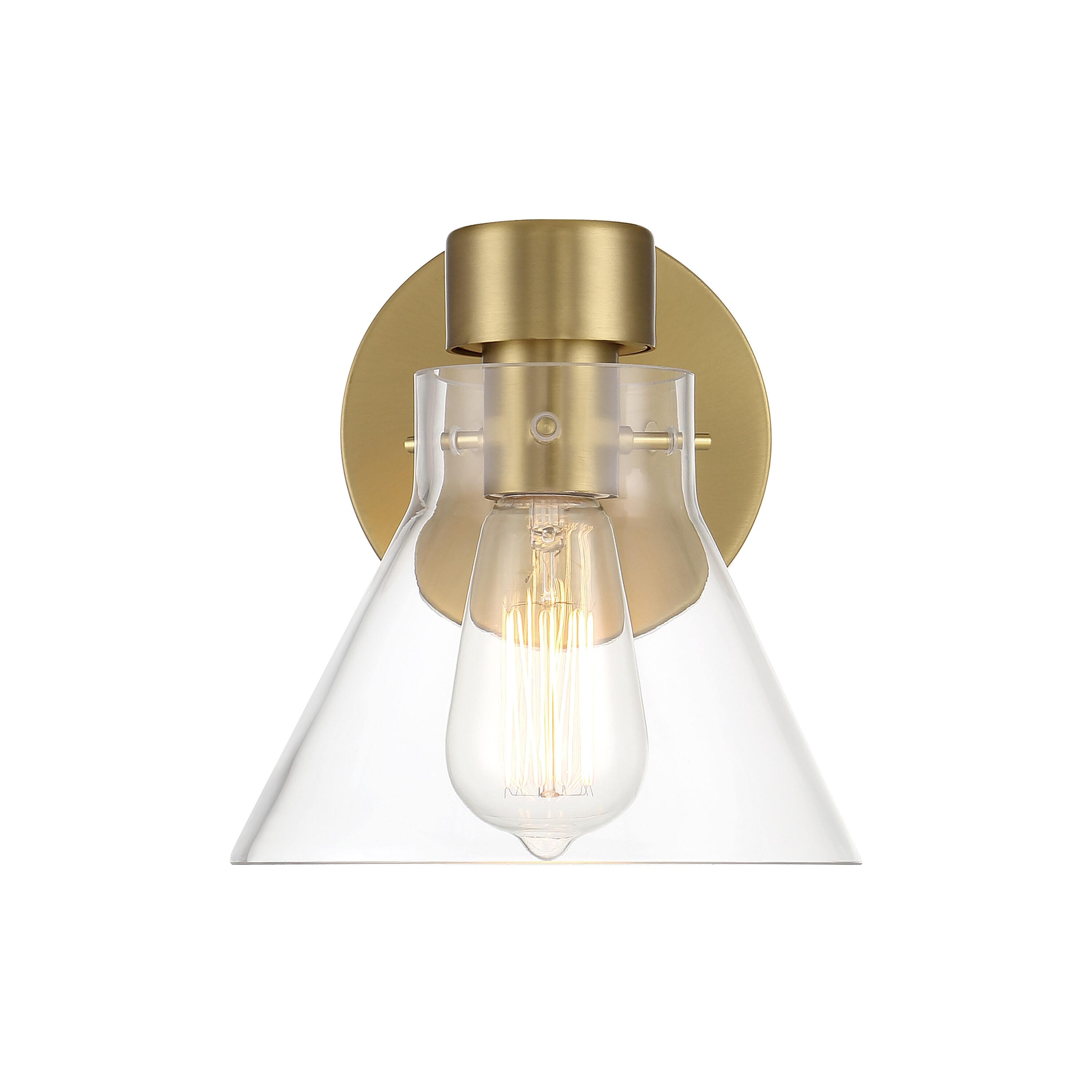Willow Creek 7.5 inch Brushed Gold Wall Sconce with Clear Glass Shade