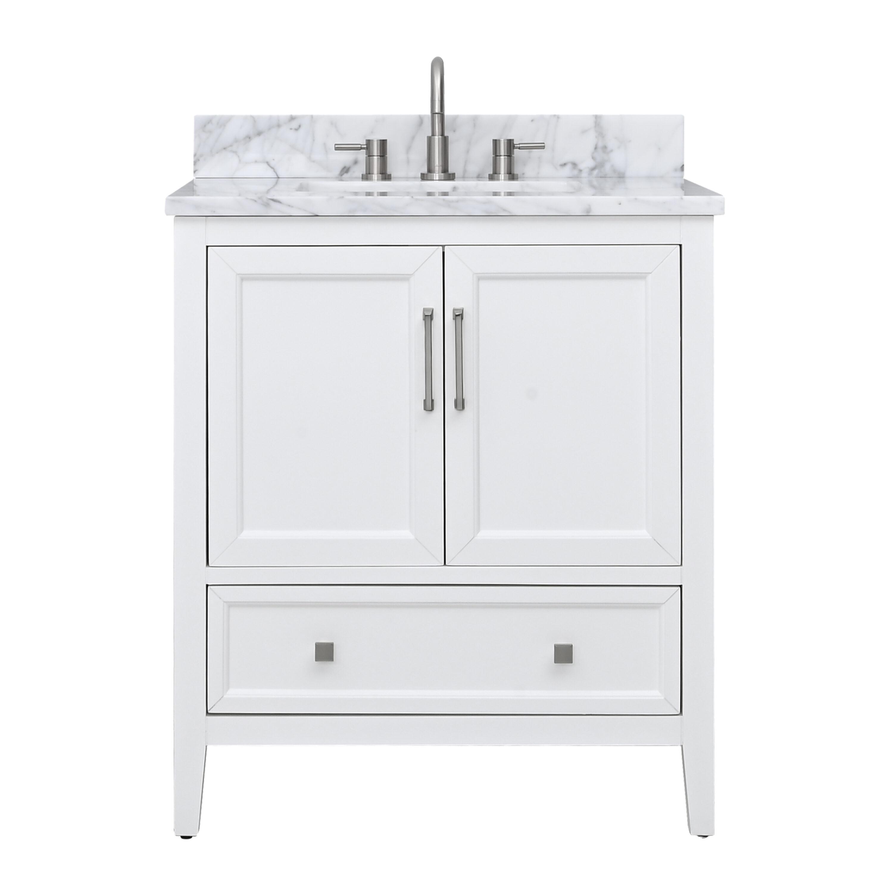 Everette 31-Inch White Vanity with Carrara Marble Top