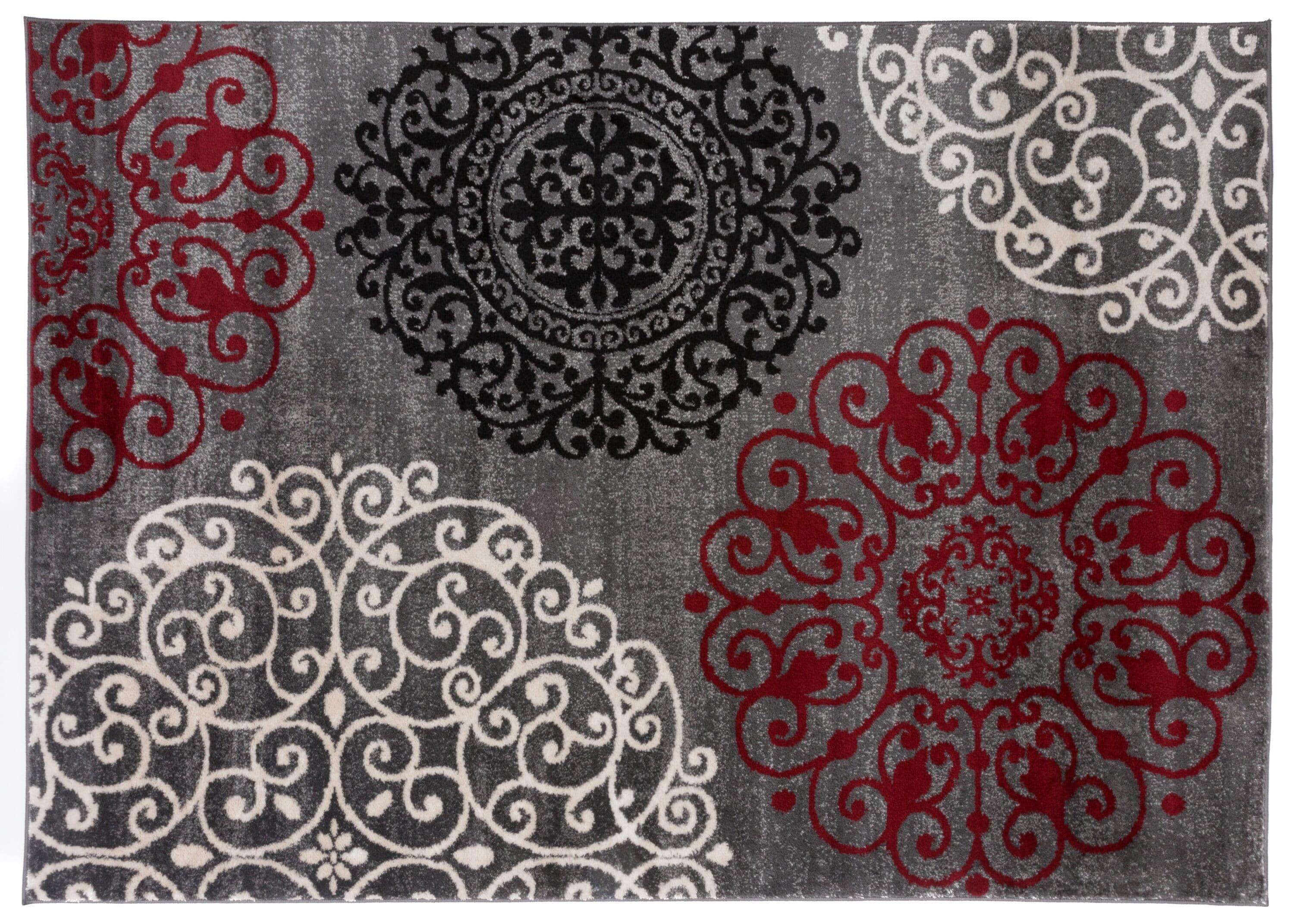 World Rug Gallery Floral Gray 7'10" x 10'2" Indoor Area Rug