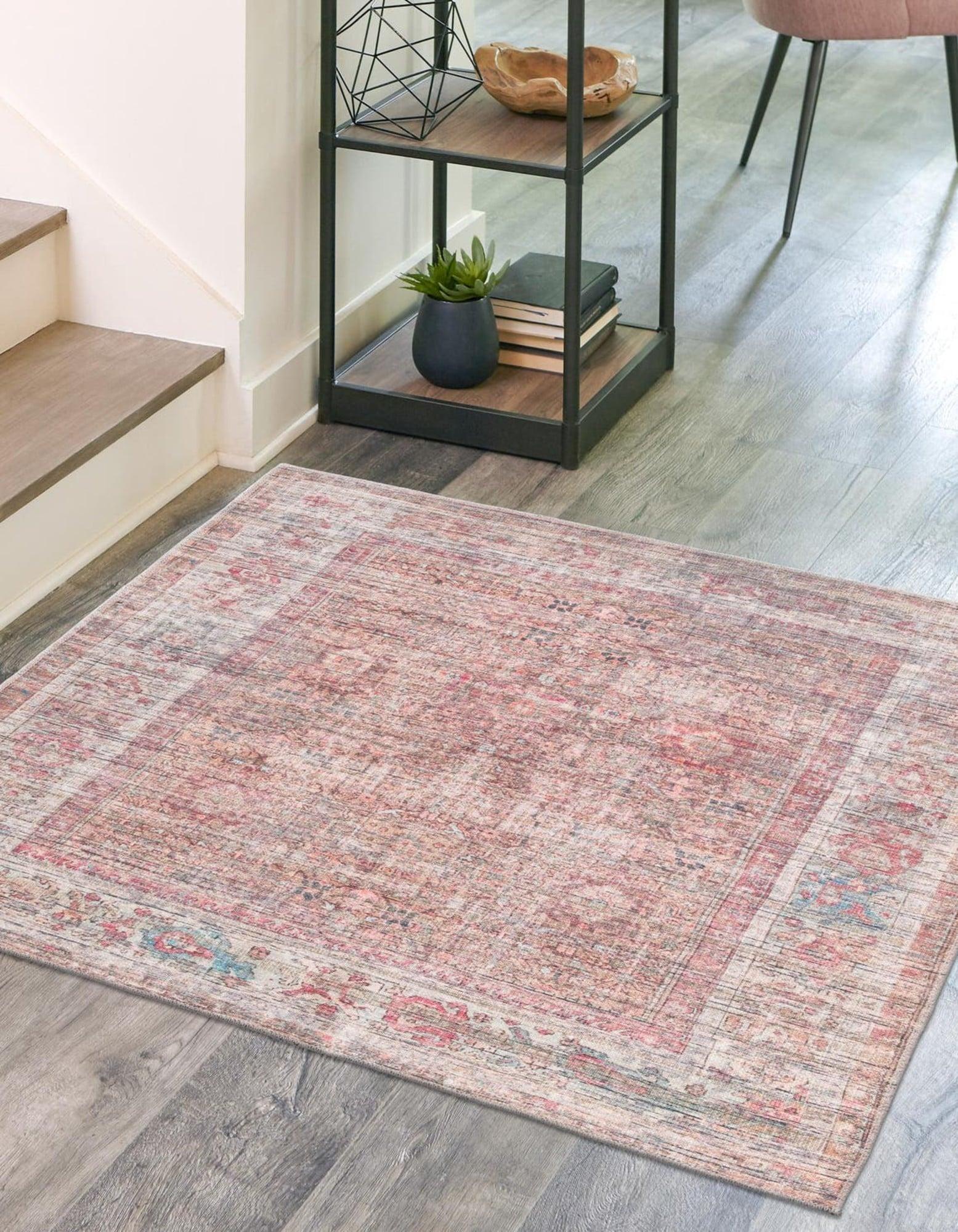 Unique Loom 5' 3 x 5' 3 Nostalgia Euphoria Machine Washable Rust Red and Brown Area Rug