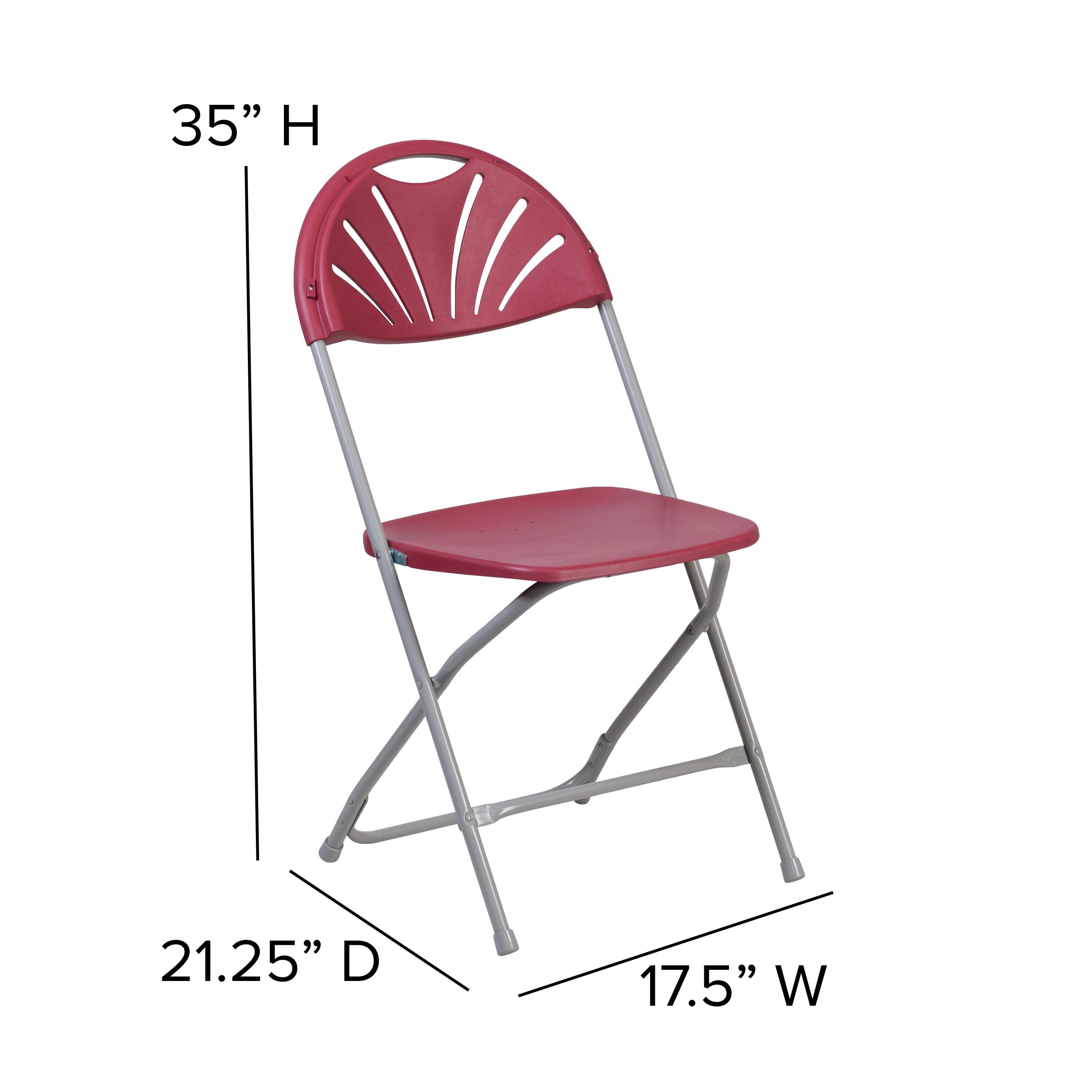 Flash Furniture 2 Pack HERCULES Series 650 lb. Capacity Burgundy Plastic Fan Back Folding Chair