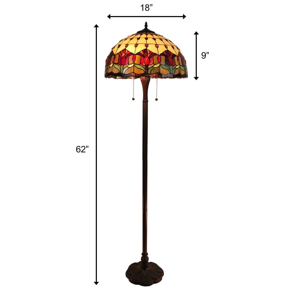 Amora Lighting  18 in. Shade Tiffany Style Tulips Floor Lamp