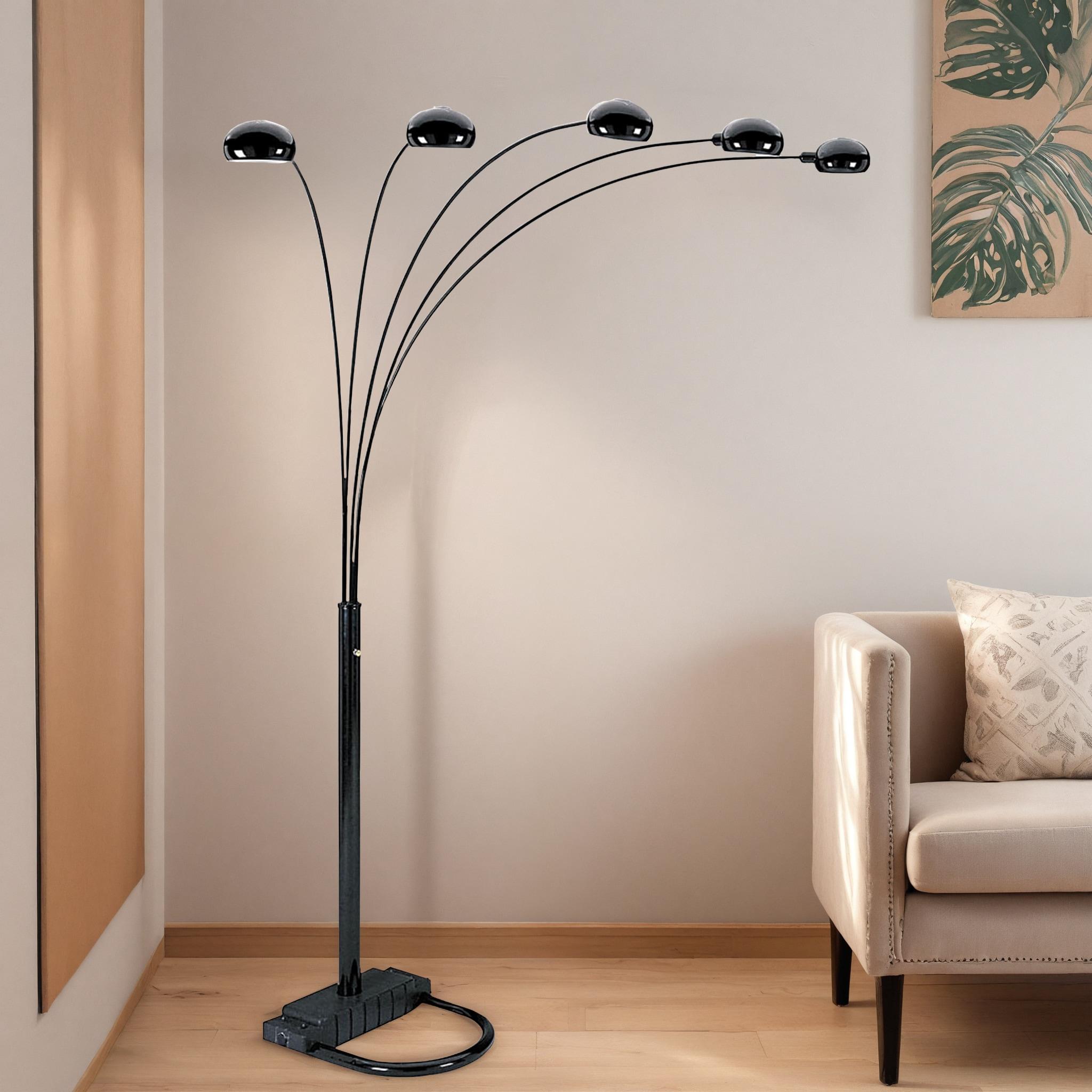84" 5 Arm Arch Floor Lamp Black - Ore International: Modern Design, UL Listed
